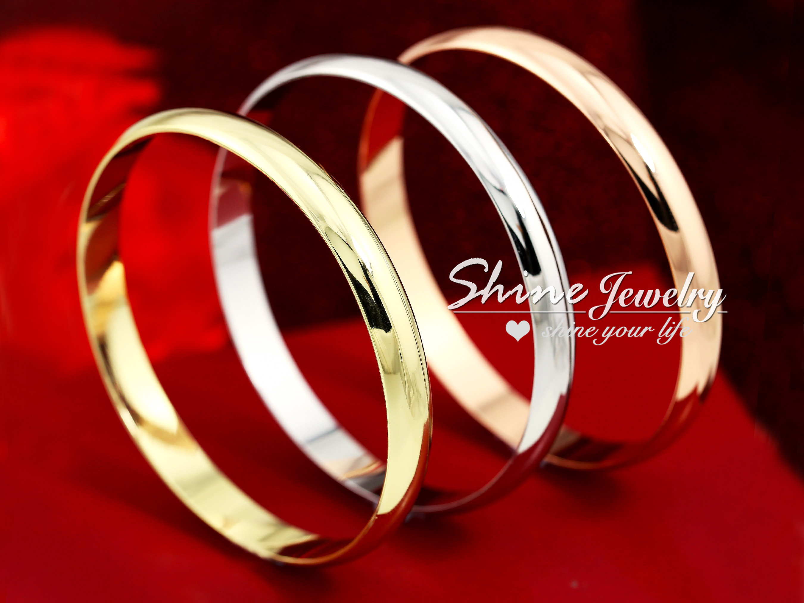 Bracciale rigido rotondo semplice riempito in oro giallo/bianco/rosa 9K, bracciale rigido rotondo a fascia larga da 10 mm per donna, bracciale rigido