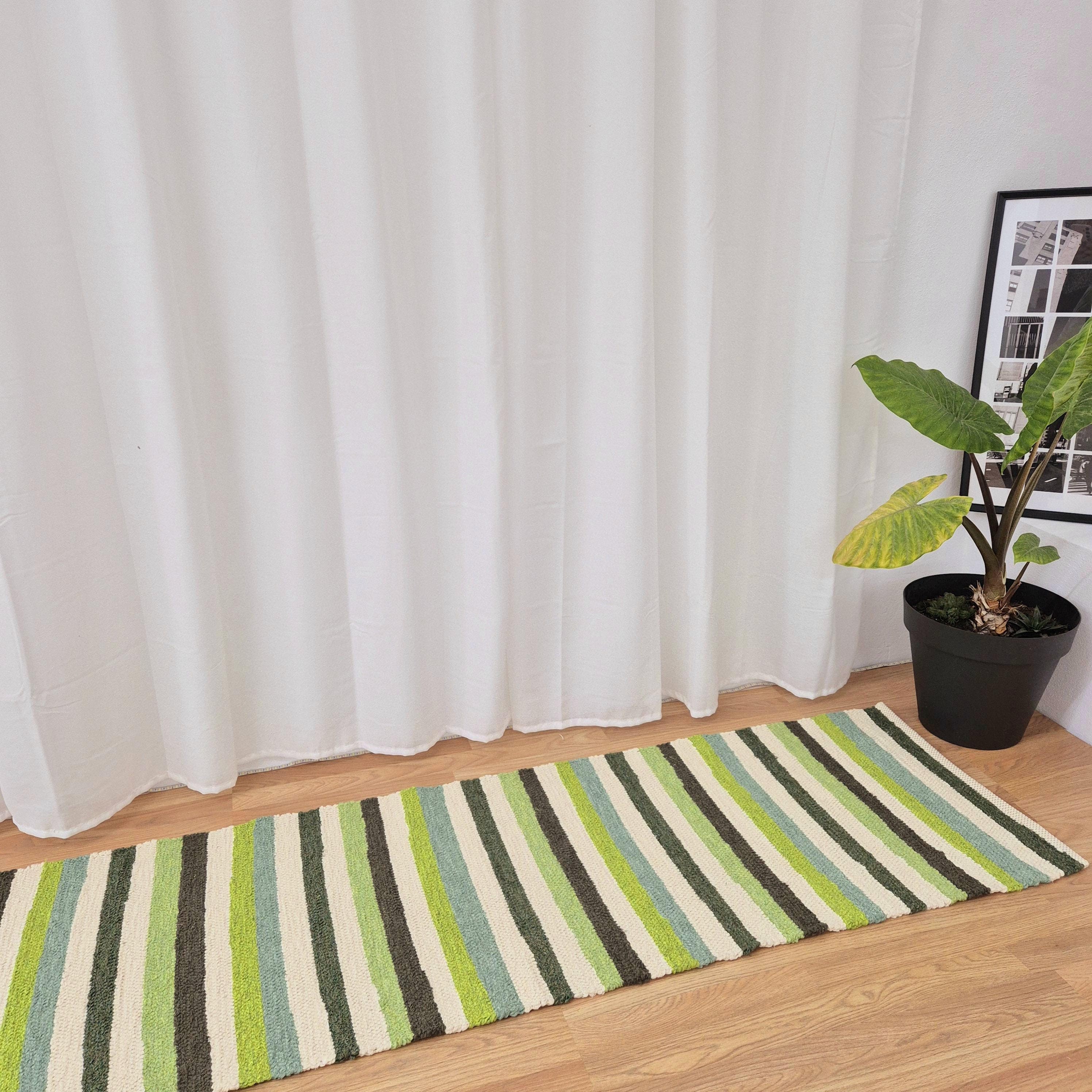 Tappeto Runner Verde Crema 200cm / Tappeto Runner Cucina / Tappeto Corridoio / Tappeto Runner Cucina / Tappeti Riciclati / Tappeto Unico / Tappeto Bag