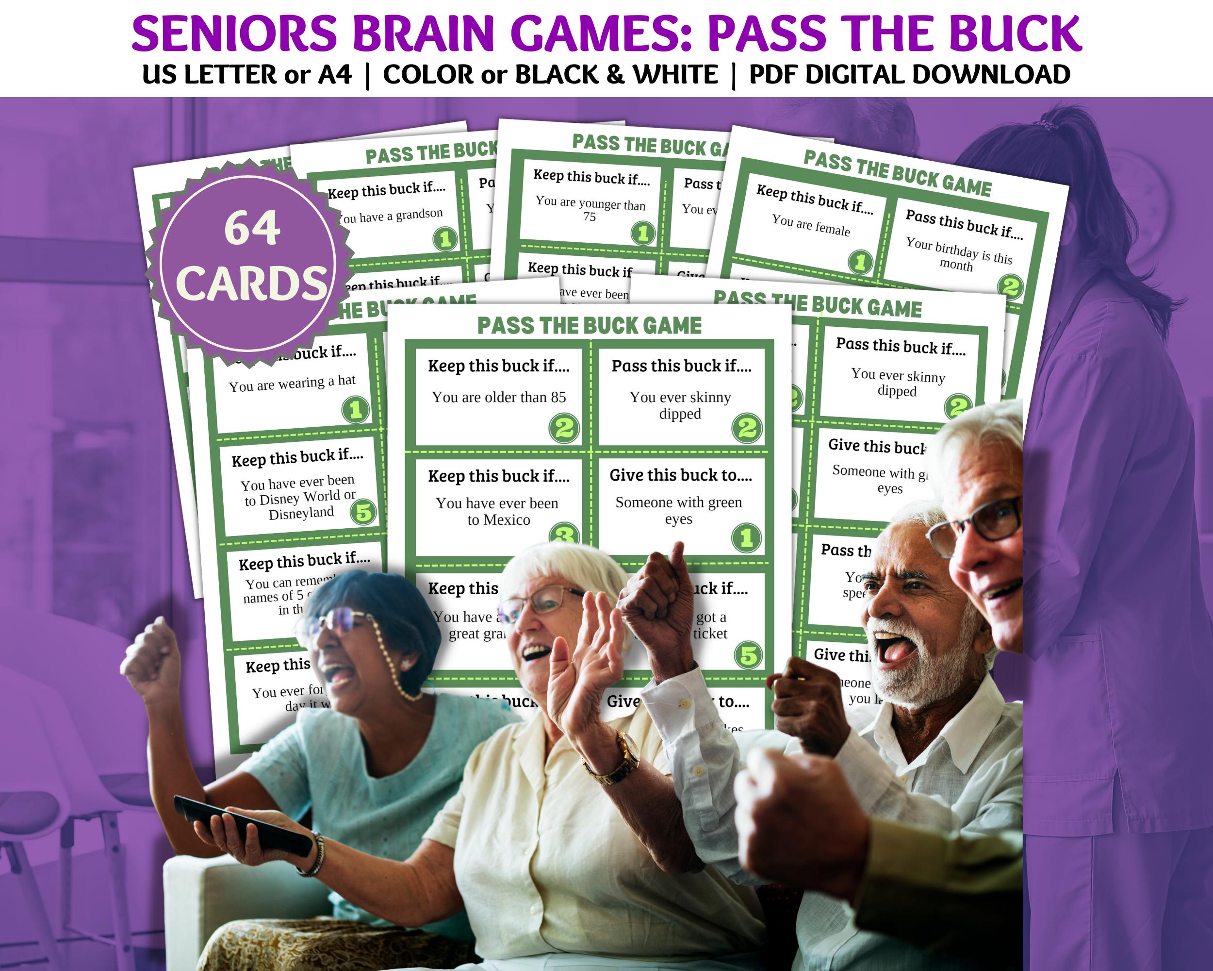 Pass the Buck, giochi sulla demenza, giochi mentali per anziani, attività sulla demenza, risorse per chi si prende cura della demenza, carte sulla dem