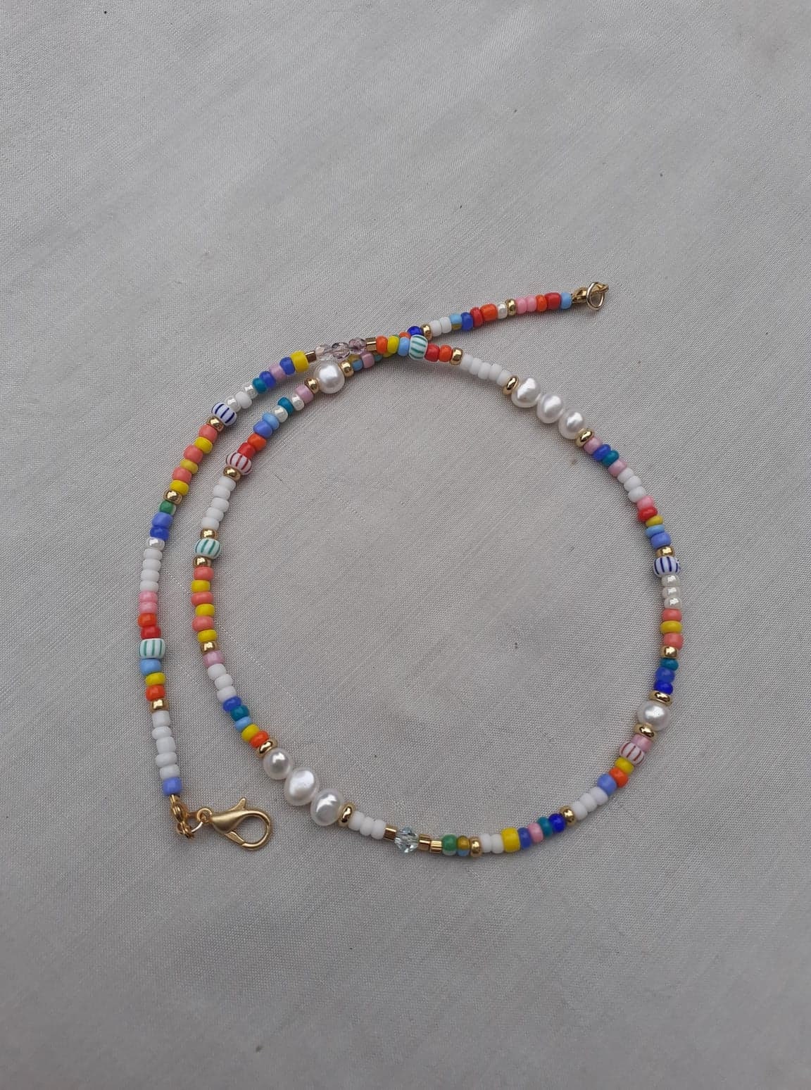 Collana di perle d'acqua dolce e perline, collana di perle e perline colorate, collana di perline, girocollo di perle d'acqua dolce con perline, regal