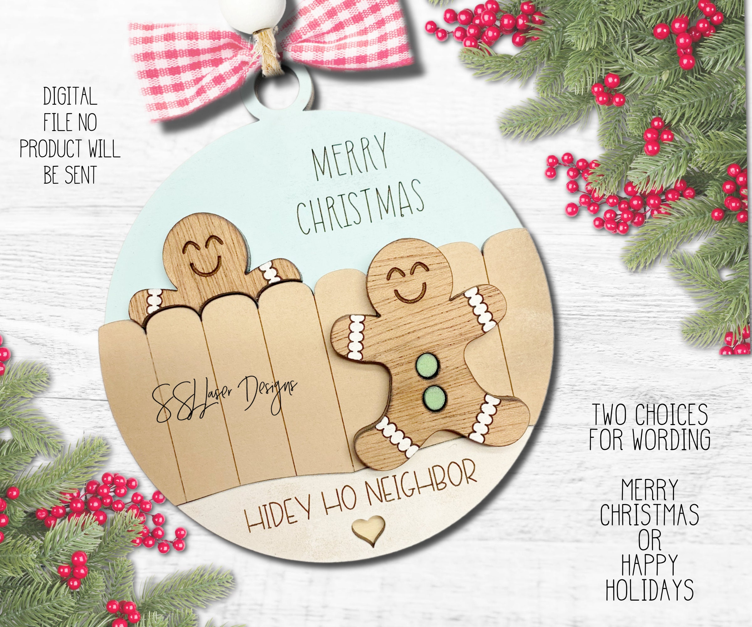 File SVG dell'ornamento di Natale dei vicini di Hidey Ho, regalo per i vicini File laser, file laser per i vicini, File laser SVG dell'ornamento dei v