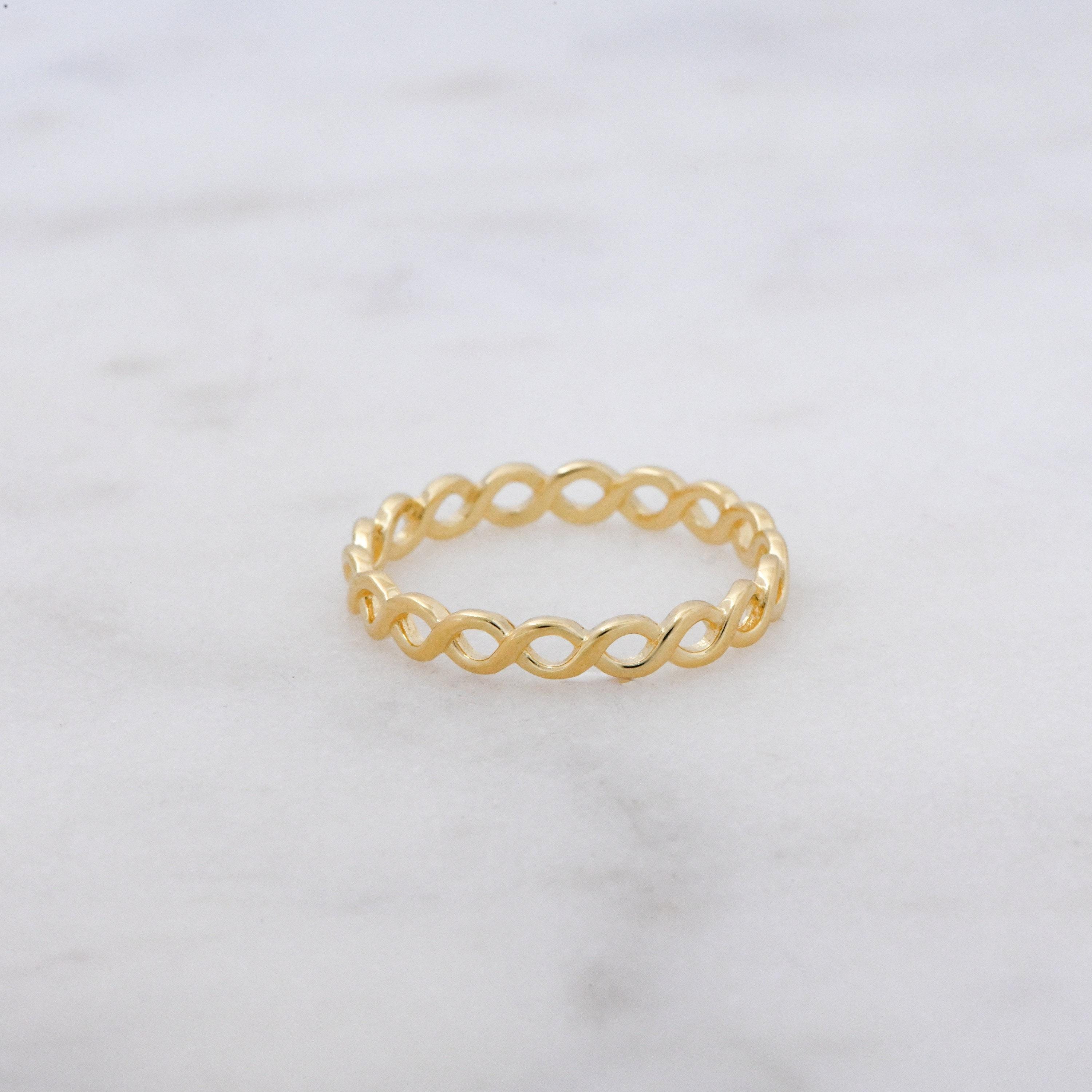Anello intrecciato, anello delicato, anello dell'eternità, anello minimalista, anello impilabile, anello semplice, fascia dell'eternità, anello sottil
