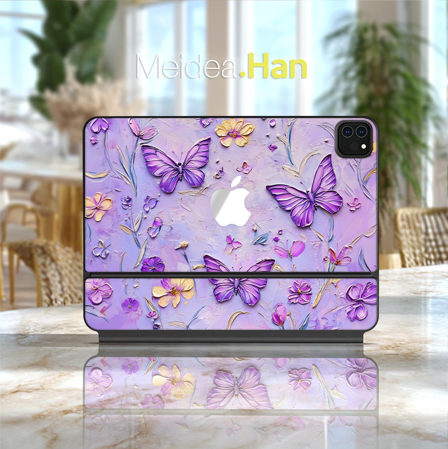 Pelle per tastiera magica Pelle con motivo a farfalla viola magica Regalo per tastiera magica Smart Keyboard Folio Smart Folio Magic Keyboard Folio