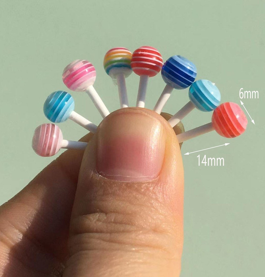 20 pezzi misti in miniatura di lecca-lecca arcobaleno, cibo in miniatura per bambole, mini casa, caramelle in miniatura, scala 1/12