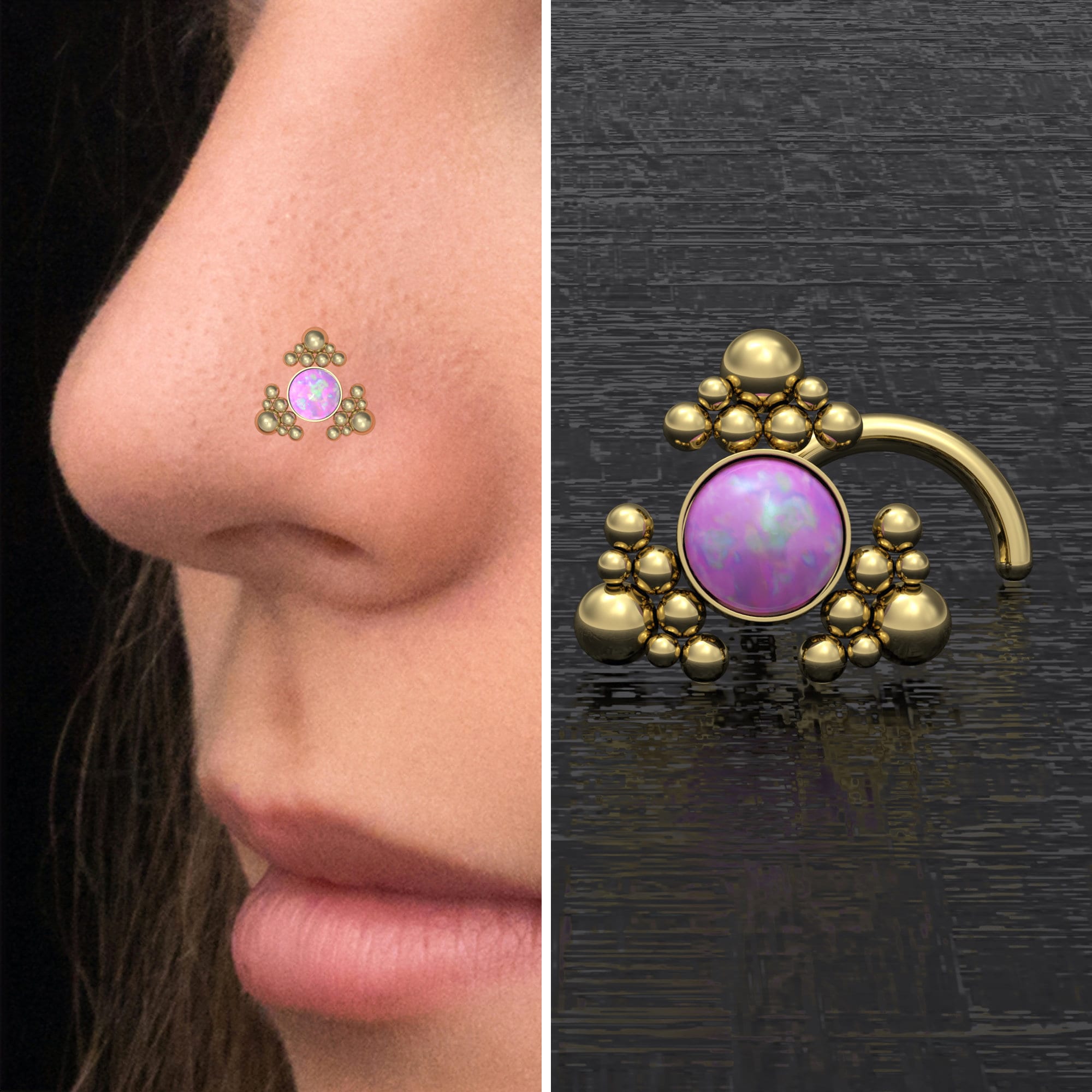 Vite per naso in acciaio chirurgico, anello al naso opale, vite per naso, spillo per naso, perno in osso del naso, piercing alla narice, gioielli per