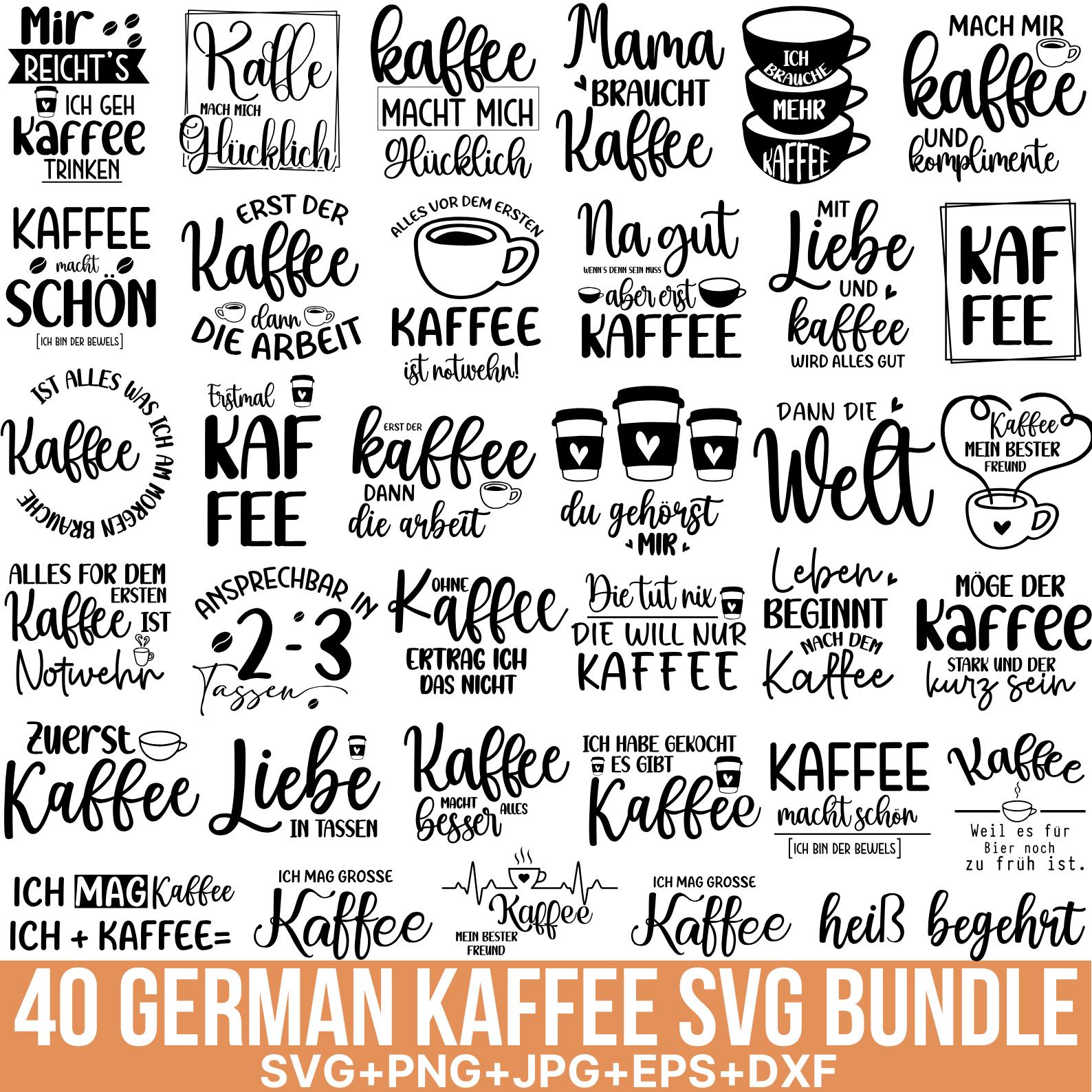 Pacchetto Svg per plotter Kaffee tedesco, Kaffee Svg, Citazioni sul caffè Svg, Kaffeezeit Svg, Tazza di caffè Svg, Detti tedeschi Caffè, Cricut, Silho