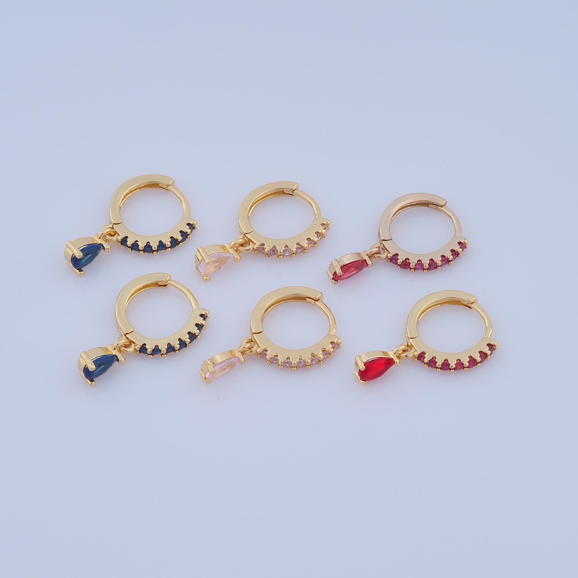 1 paio di orecchini a goccia in oro CZ, orecchini a cerchio Huggie riempiti in oro 18K, orecchini a cerchio, orecchini a cerchio Huggie ipoallergenici