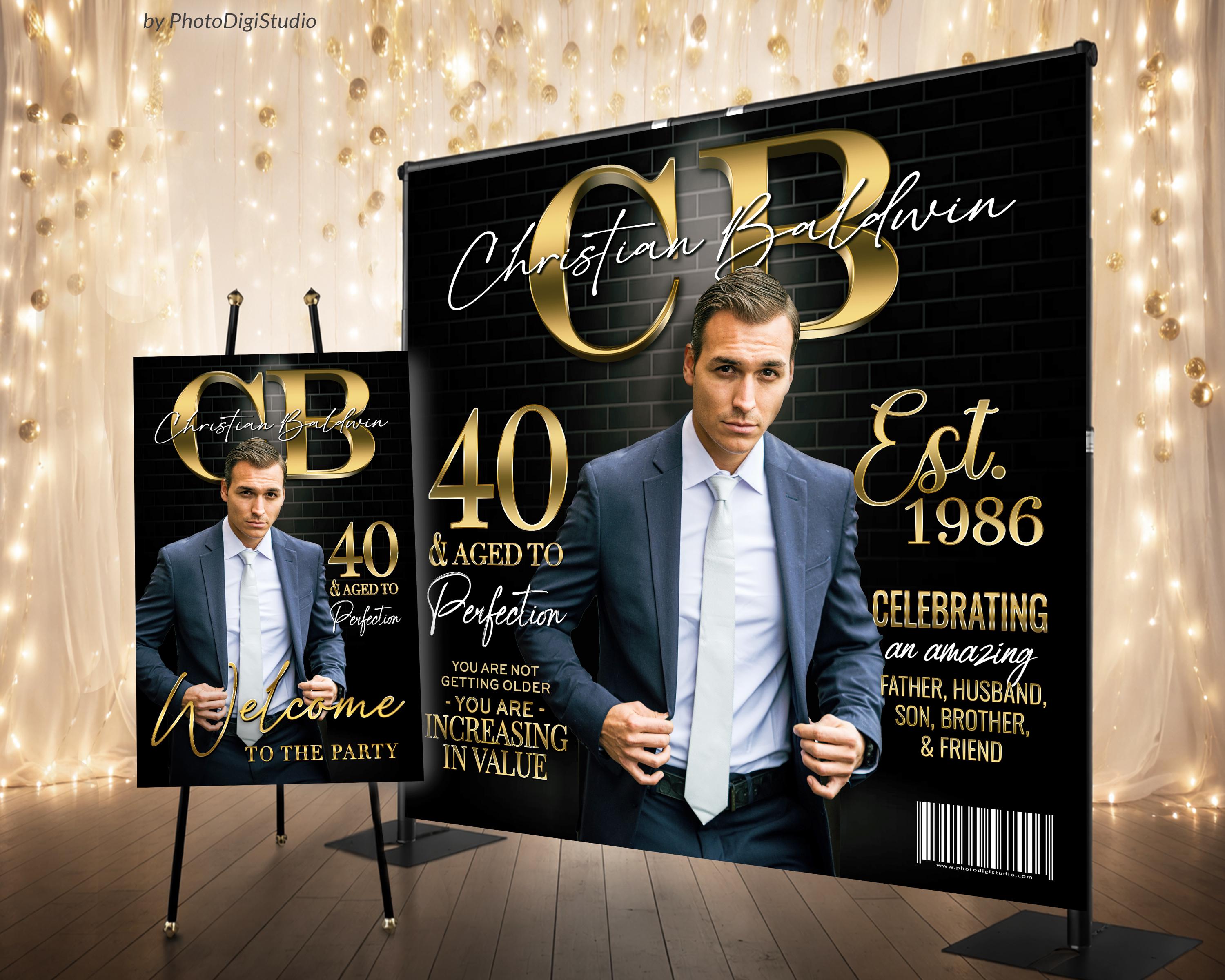 Banner di compleanno con sfondo fotografico personalizzato per uomini e donne, elegante decorazione per feste di compleanno, cartello di compleanno co