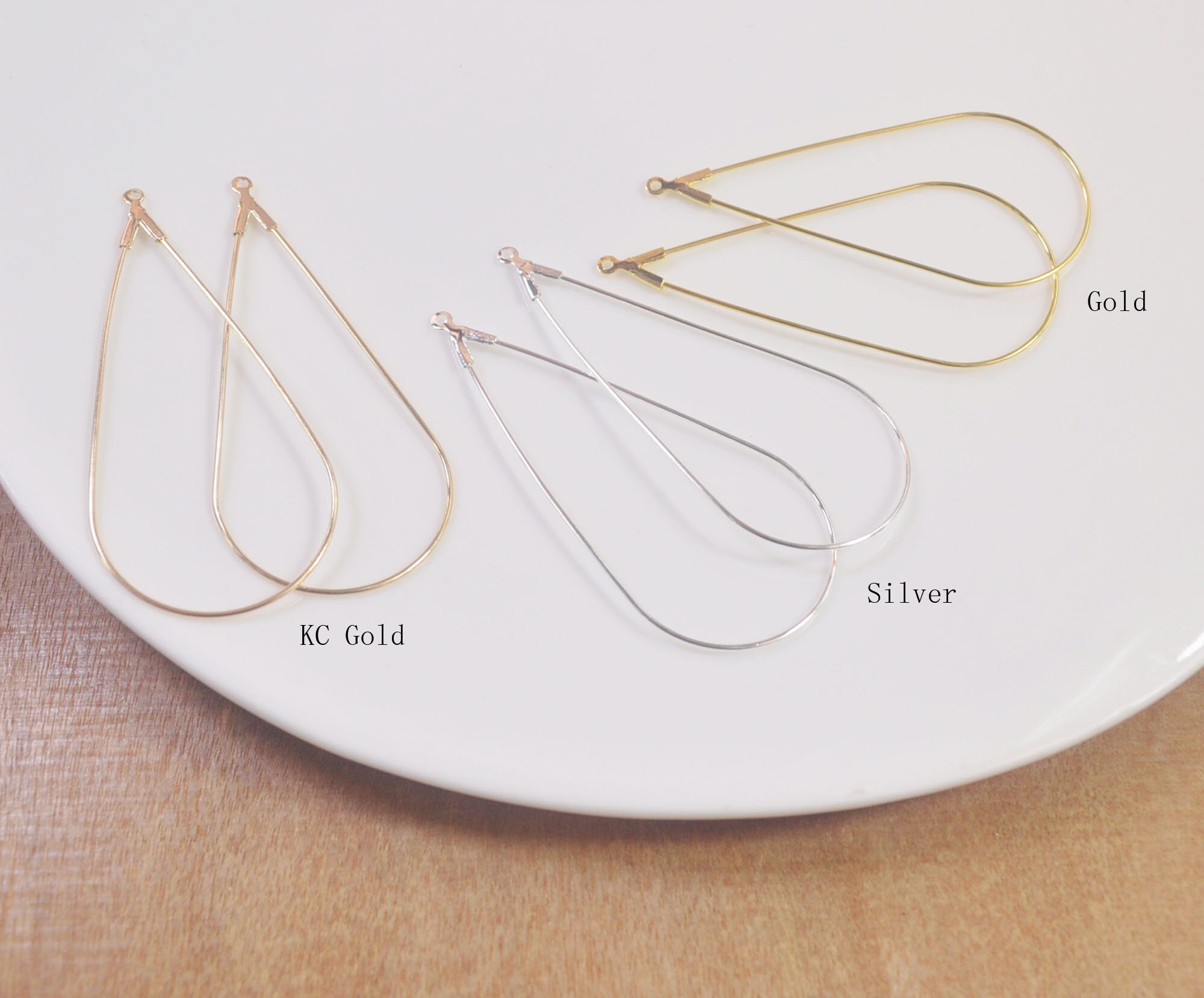 20/50 pezzi di orecchini a cerchio apribili placcati oro/argento/oro KC, componenti per orecchini a cerchio, accessori per orecchini fai da te, 52 x 2
