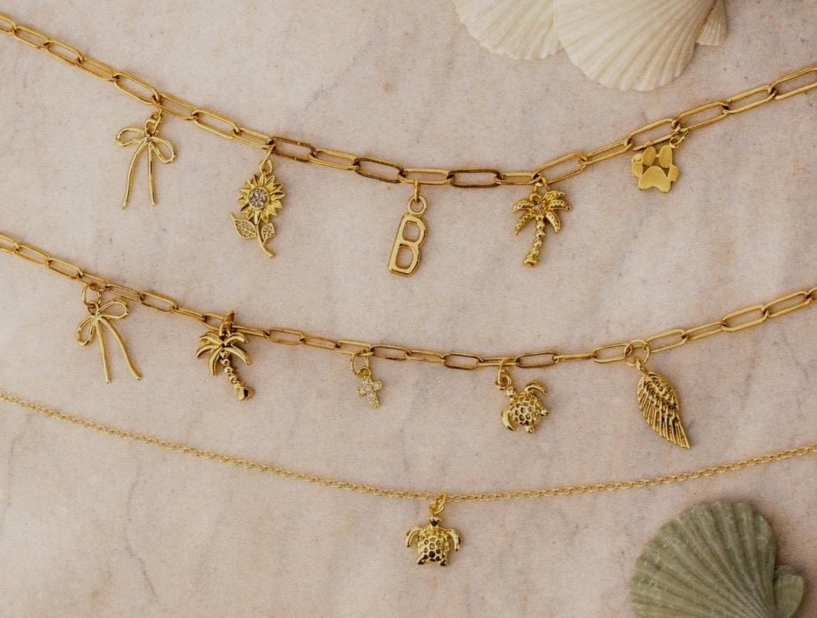 Collana con ciondoli personalizzata, crea la tua collana con ciondoli, regalo per lei, collana con ciondoli, scegli i tuoi ciondoli, regalo di gioiell