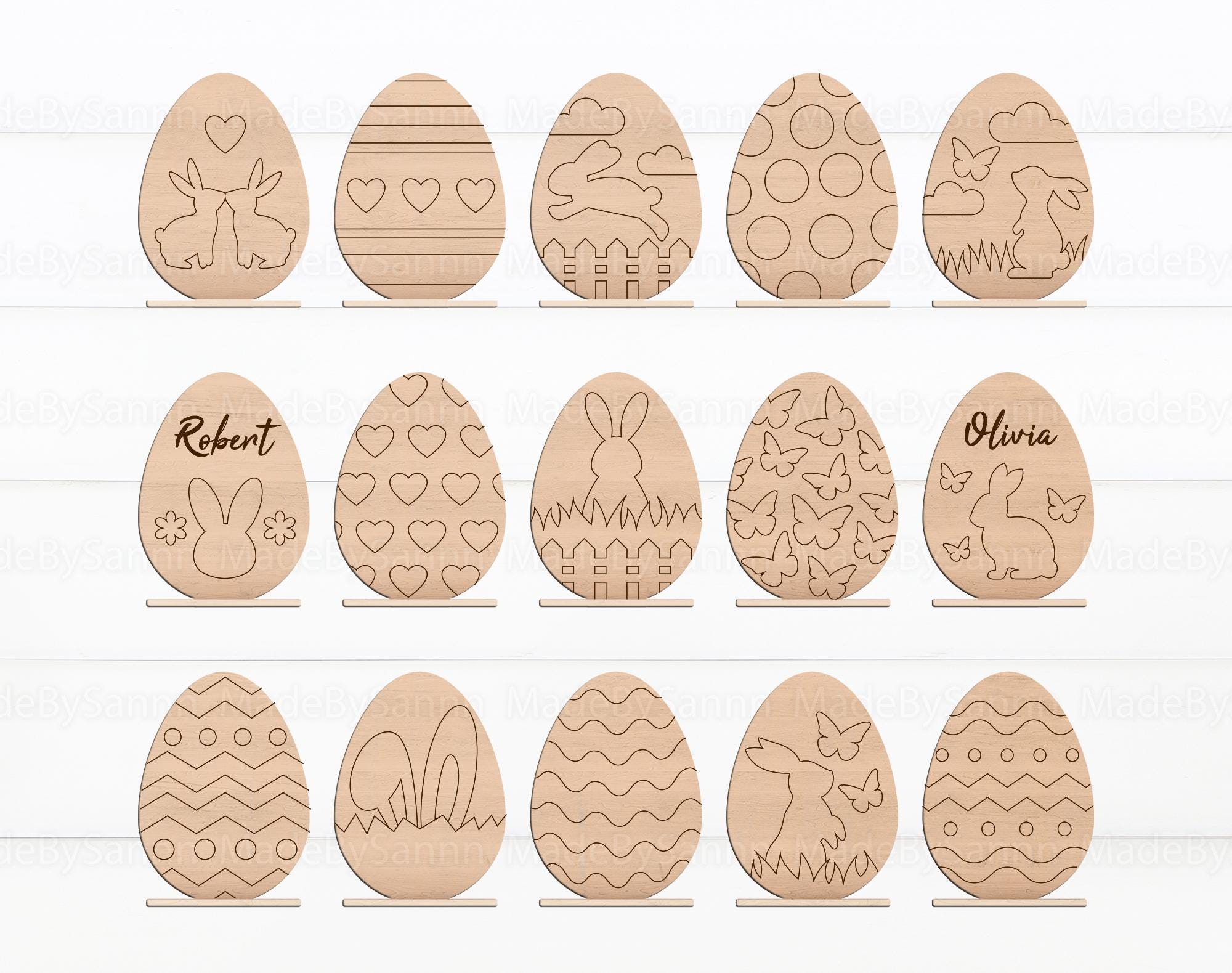 Pacchetto di uova pasquali in formato SVG, ornamenti pasquali in formato SVG, kit per dipingere le uova di Pasqua, set di 15 file SVG tagliati al lase