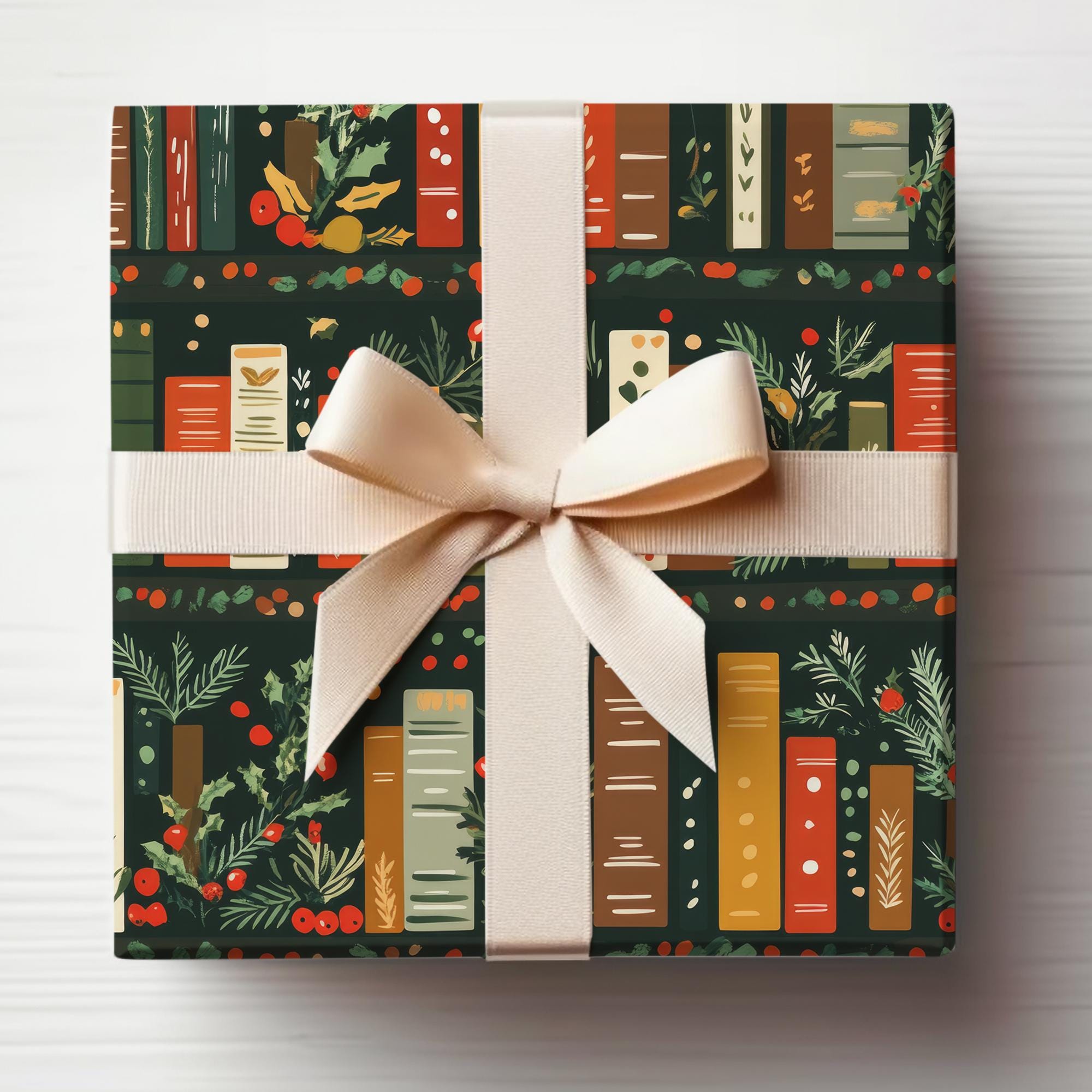 Carta da regalo Libri Rotolo di carta da regalo di Natale, Rotolo di carta da regalo di libri di Natale per amanti dei libri Carta da regalo di Natale
