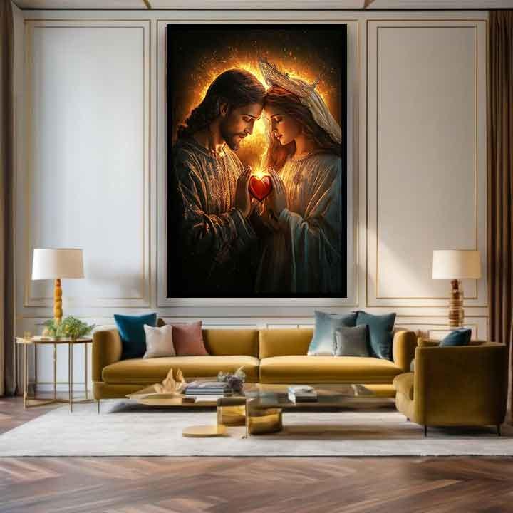 Dipinto di Maria e Gesù, tela della Madre di Gesù, stampa artistica di Gesù, arte murale di Gesù, stampa artistica cristiana, arte cristiana, stampa d