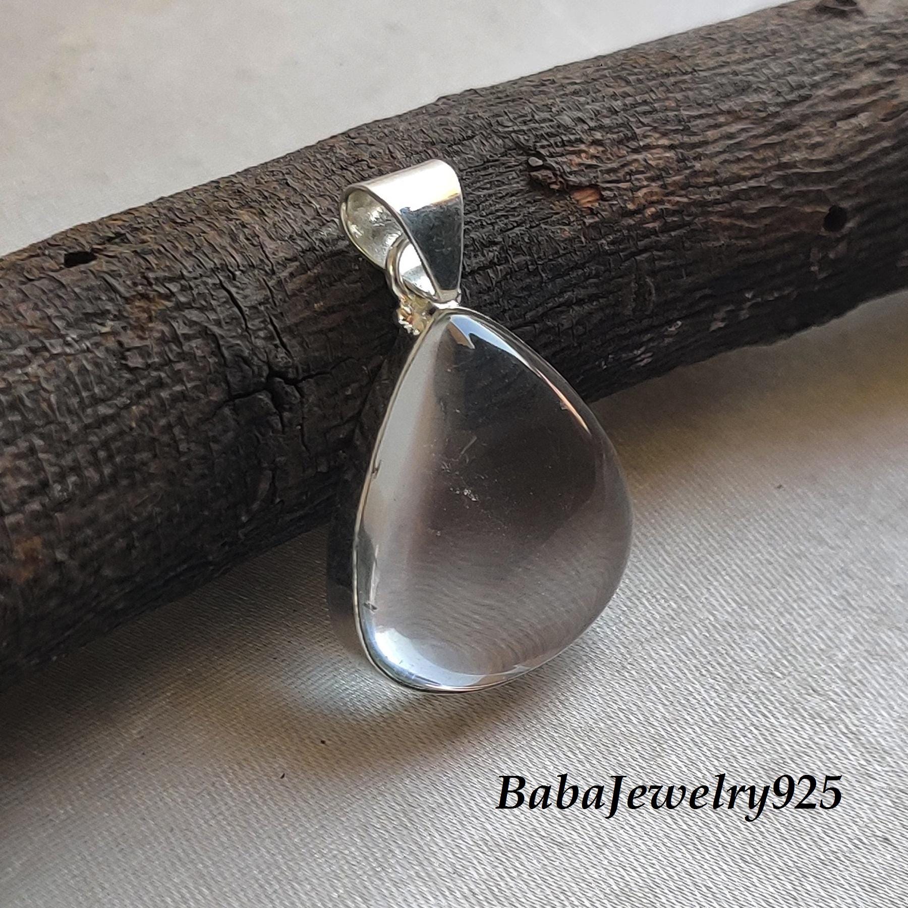Collana con quarzo trasparente in argento sterling 925 ~ Ciondolo e collana a goccia e a pera in quarzo ~ Ciondolo delicato ~ Bella collana ~ Collana