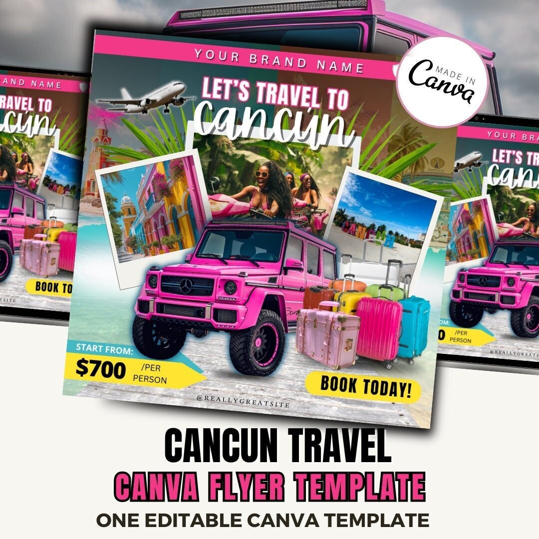 Volantino per agente di viaggio CANCUN / Canva per agente di viaggio / Agente di viaggio / Modello Canva 2024 / Modello per agente di viaggio / Volant