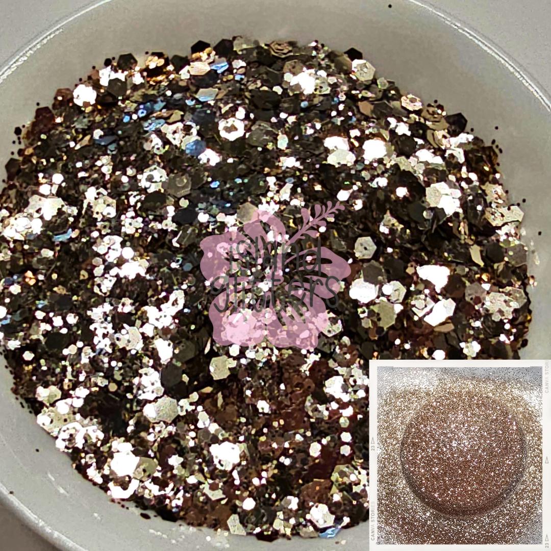 SABBIA CHIARA - Glitter oro metallizzato fine / Glitter oro chiaro / Glitter oro sabbia / Glitter marrone chiaro / Glitter oro metallizzato grosso