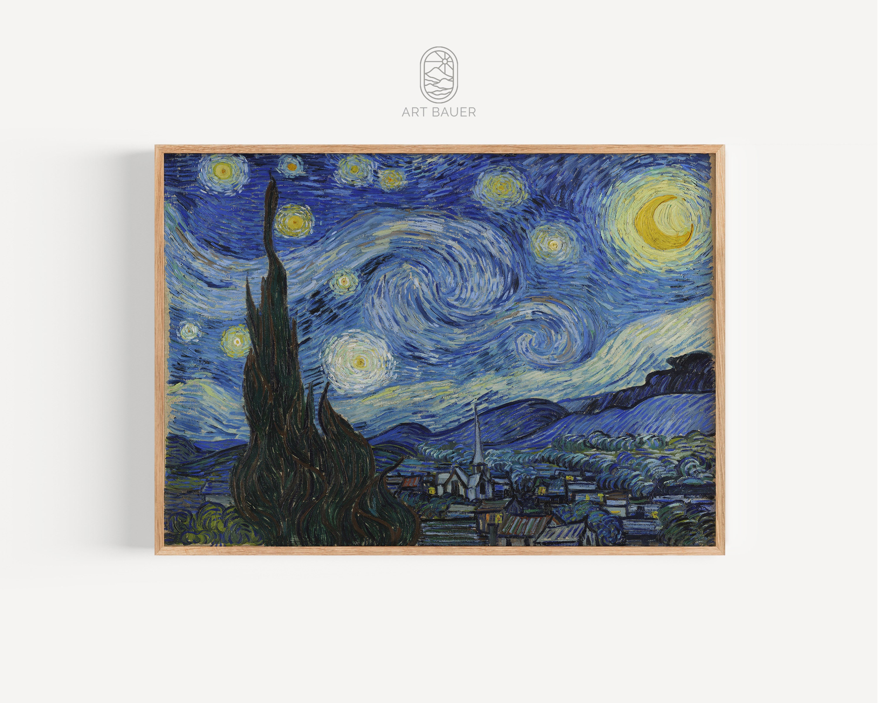 La notte stellata, Vincent Van Gogh / Stampa artistica celeste, Dipinto della notte stellata, Opera d'arte famosa, Poster della notte stellata / Stamp
