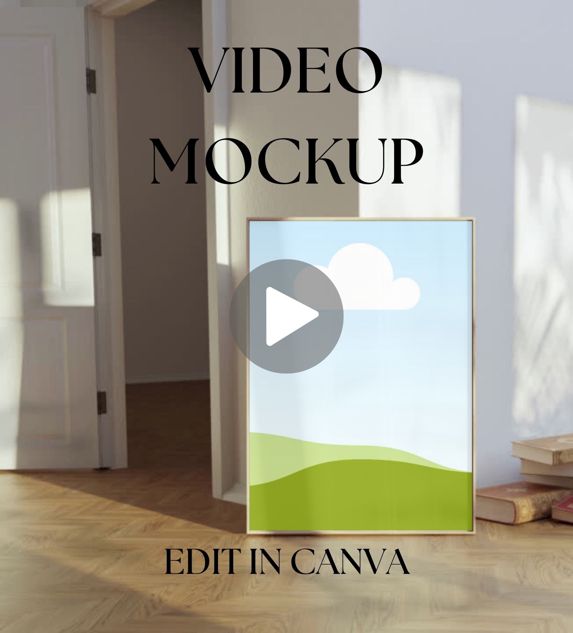 Mockup di cornice video ISO A1, Mockup di cornice animata, modifica Canva, Mockup di cornice artistica da stampa, Mockup di cornice dorata, Mockup di