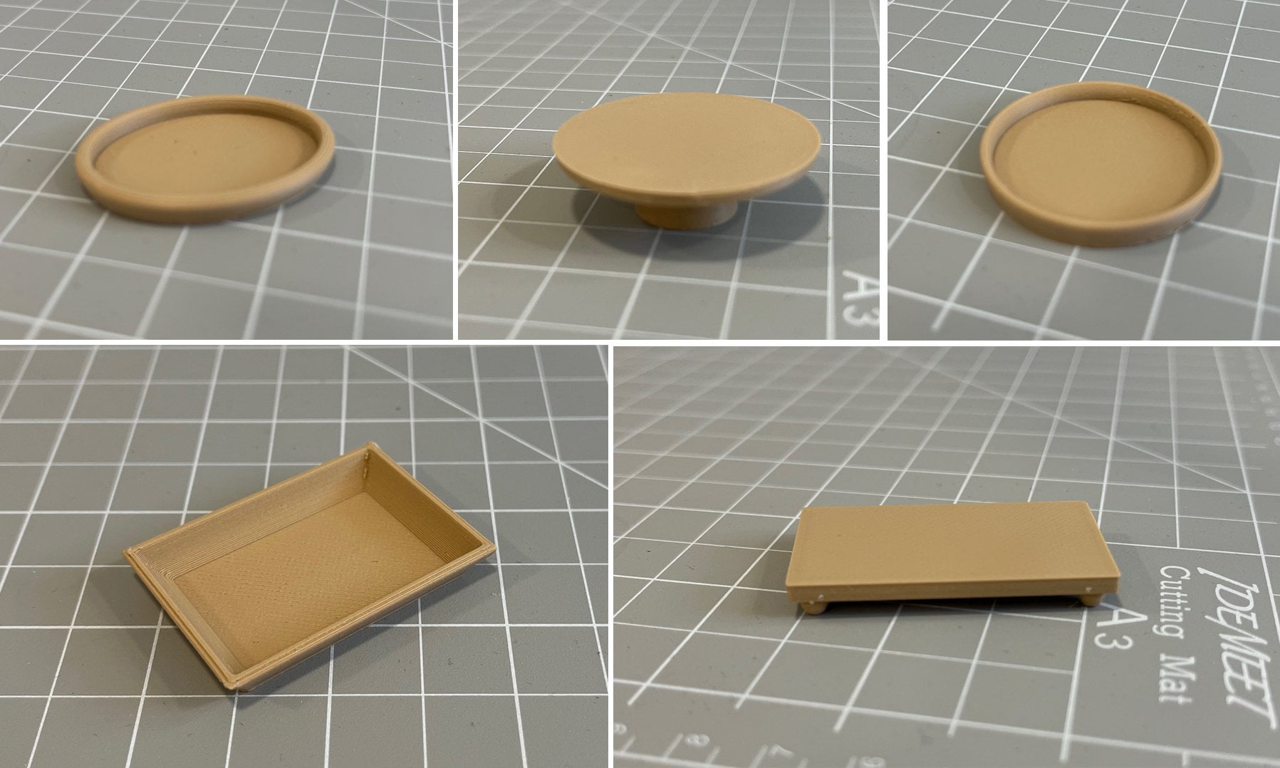 SOLO file digitale - Vassoi decorativi in scala 1:12 per stampa 3D di case delle bambole in miniatura - file STL, OBJ