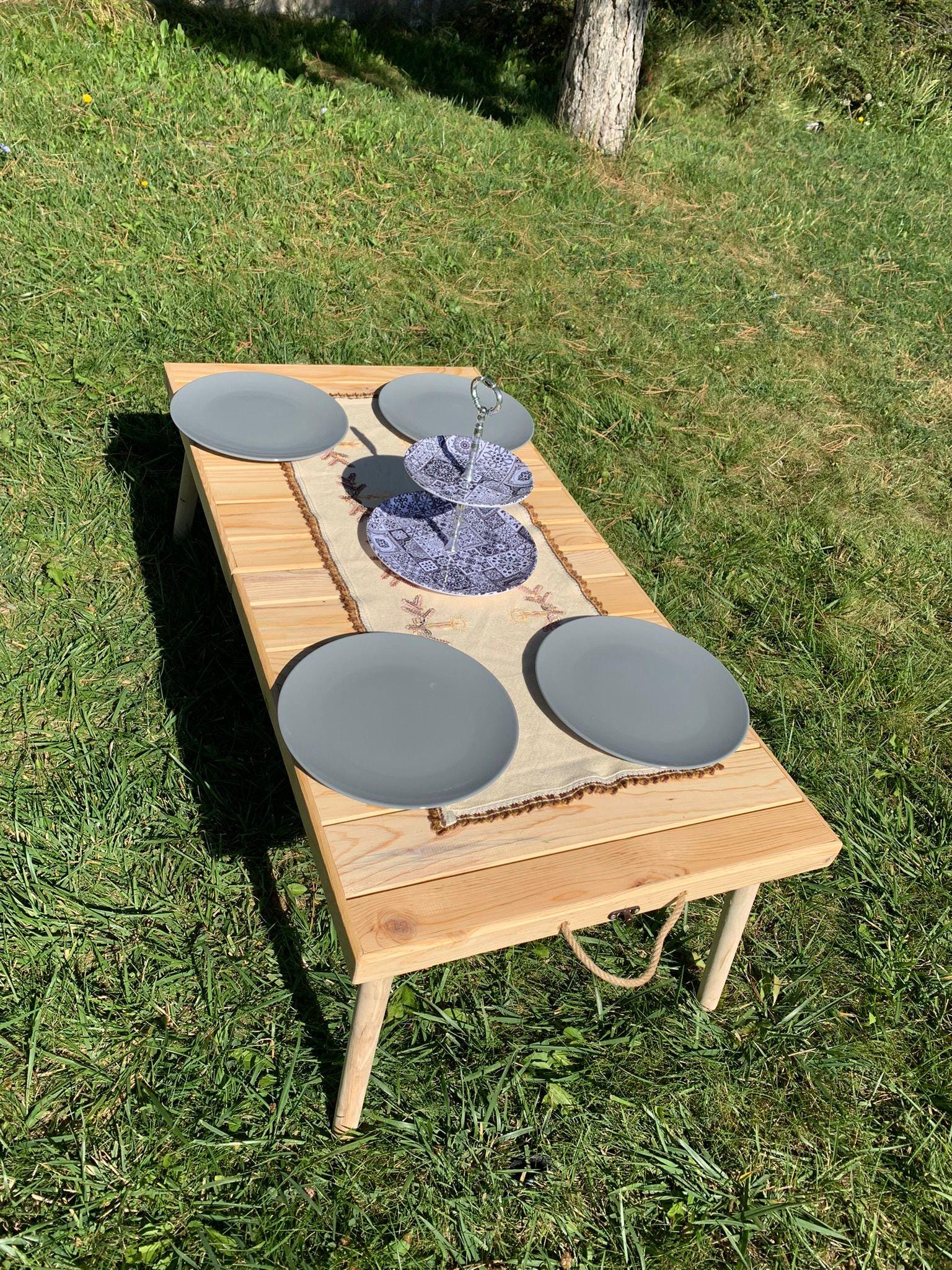 Tavolo pieghevole boho, tavolo da picnic, tavolo pieghevole, picnic boho, tavolo in legno, tavolo portatile, tavolo da picnic boho, tavolo fatto a man