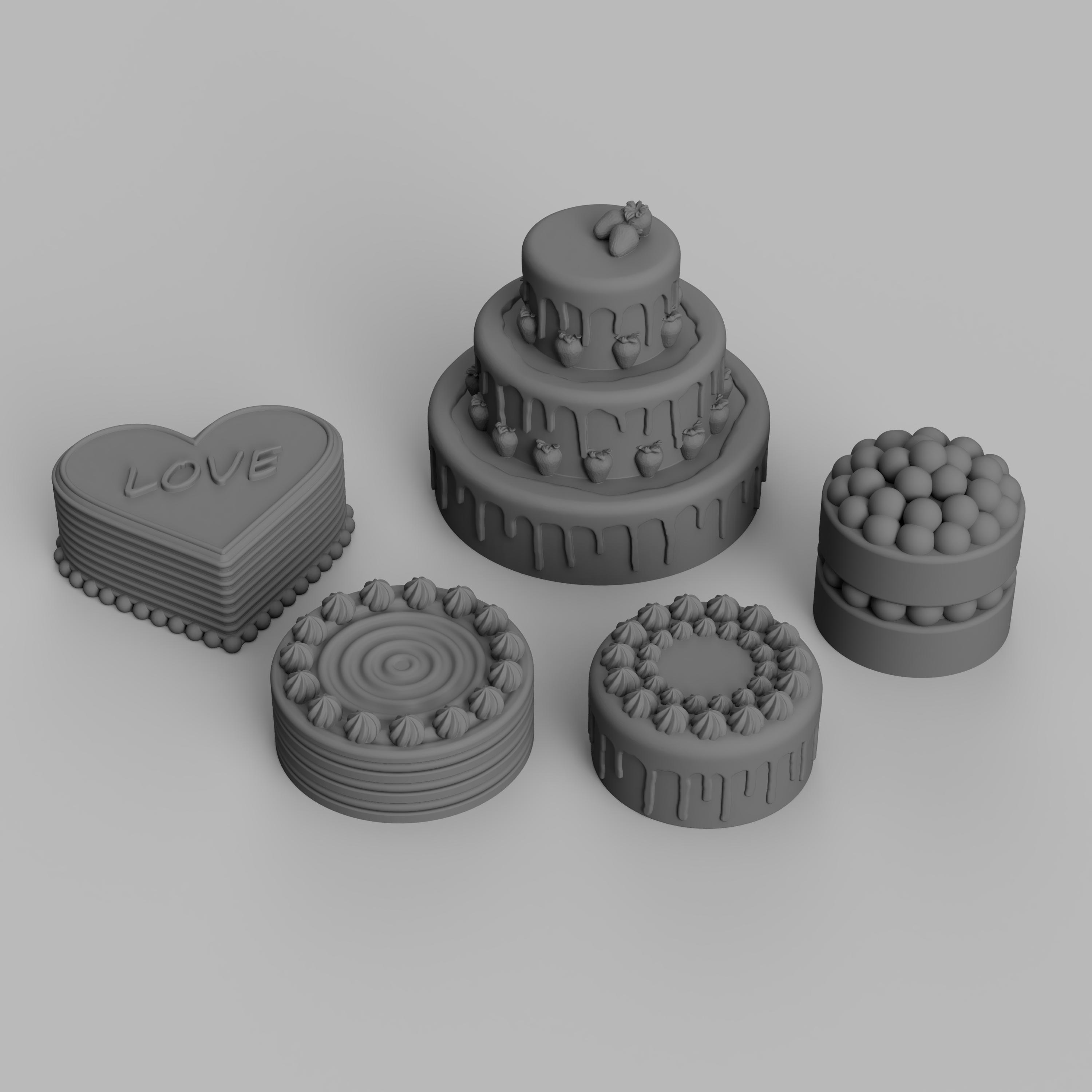 File STL - Set STL di torte in miniatura in scala 1/12 (5 pezzi) per case delle bambole e progetti in miniatura (licenza commerciale)