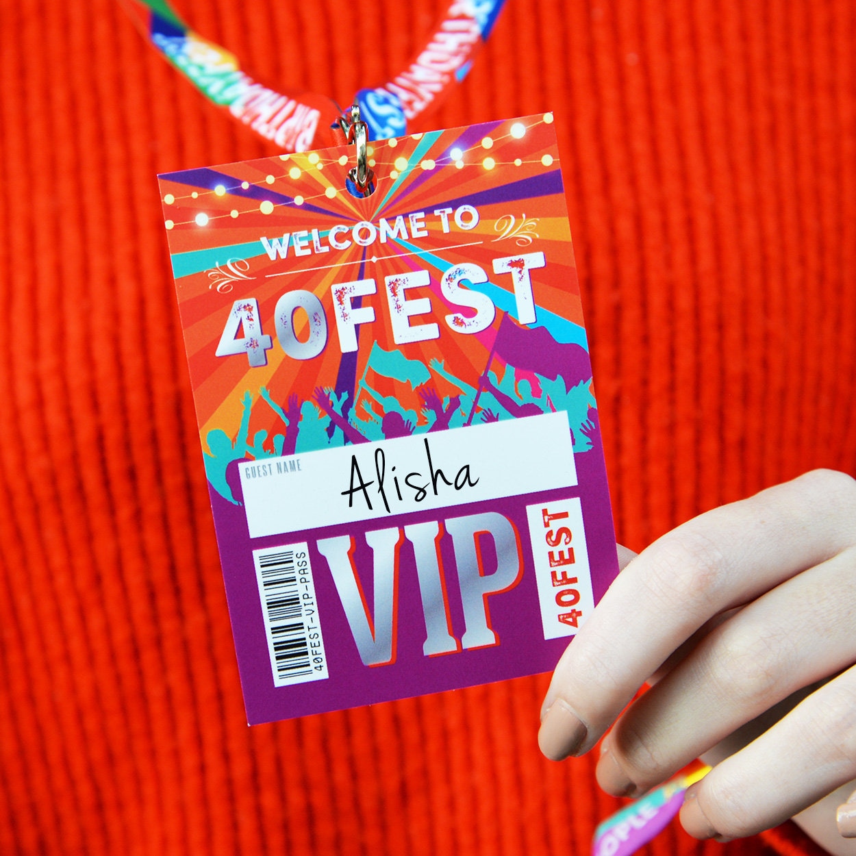 Lanyards per festa del 40o compleanno 40FEST - Bomboniere VIP Pass - Bomboniere per festa del 40o compleanno, accessori per feste 40 fest quaranta fe