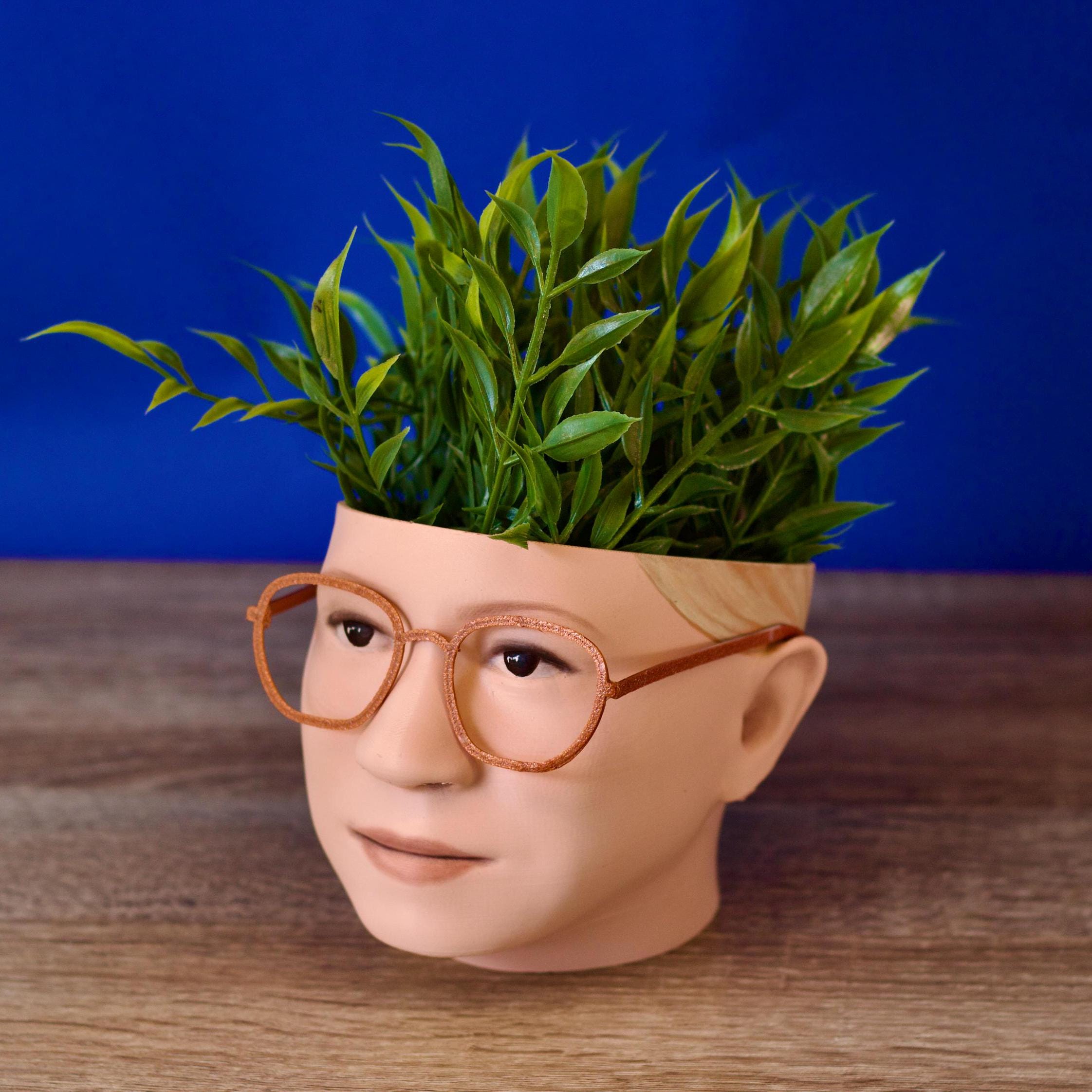 Vaso a forma di testa personalizzato, vaso a forma di viso dipinto a mano, vaso per fiori a forma di testa unico, vaso per piante con foto, vaso per f