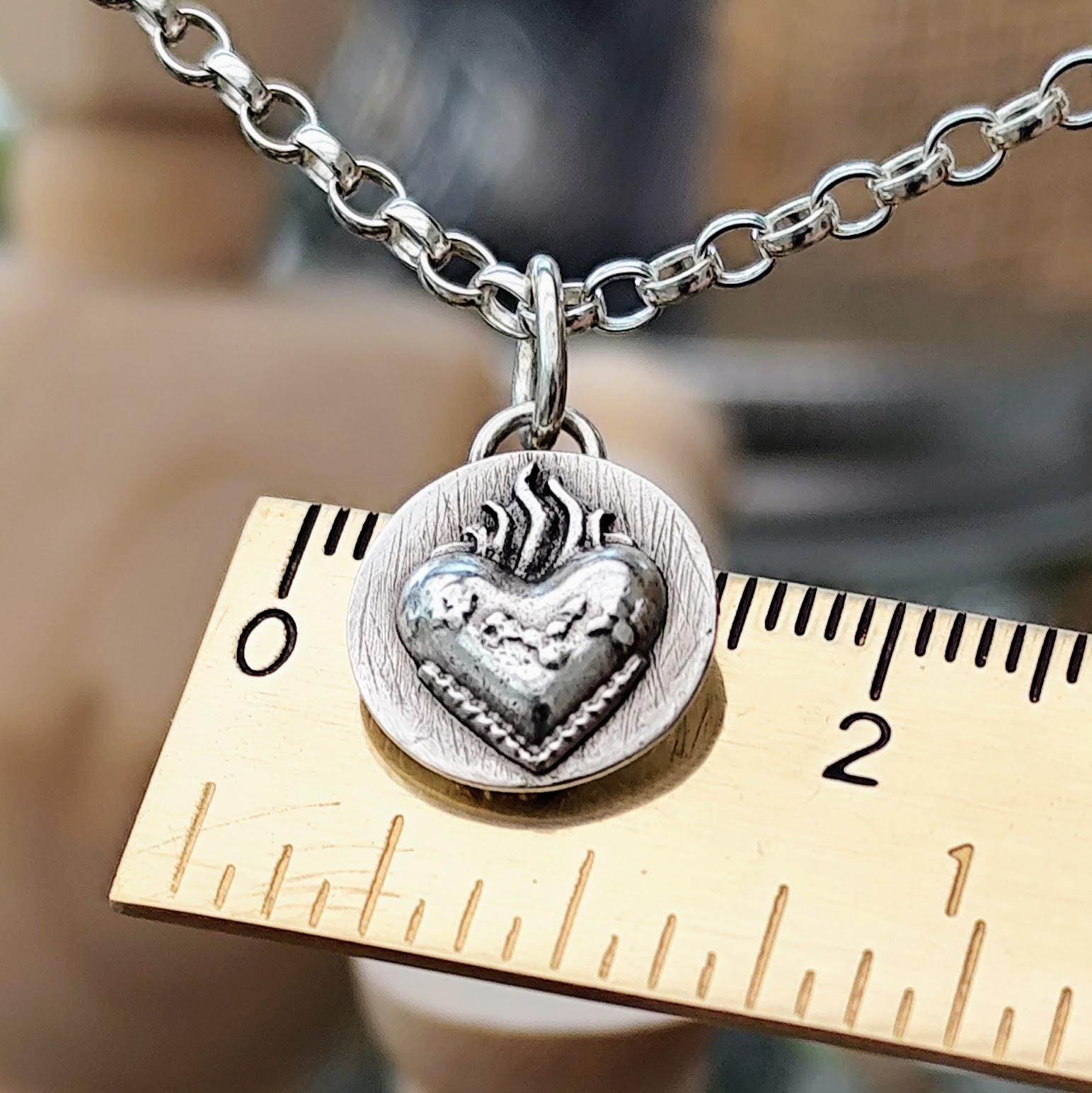 Collana a cuore in argento, ciondolo a cuore, ciondolo con cuore, collana a disco in argento con cuore, collana a cuore in argento, collana a cuore in
