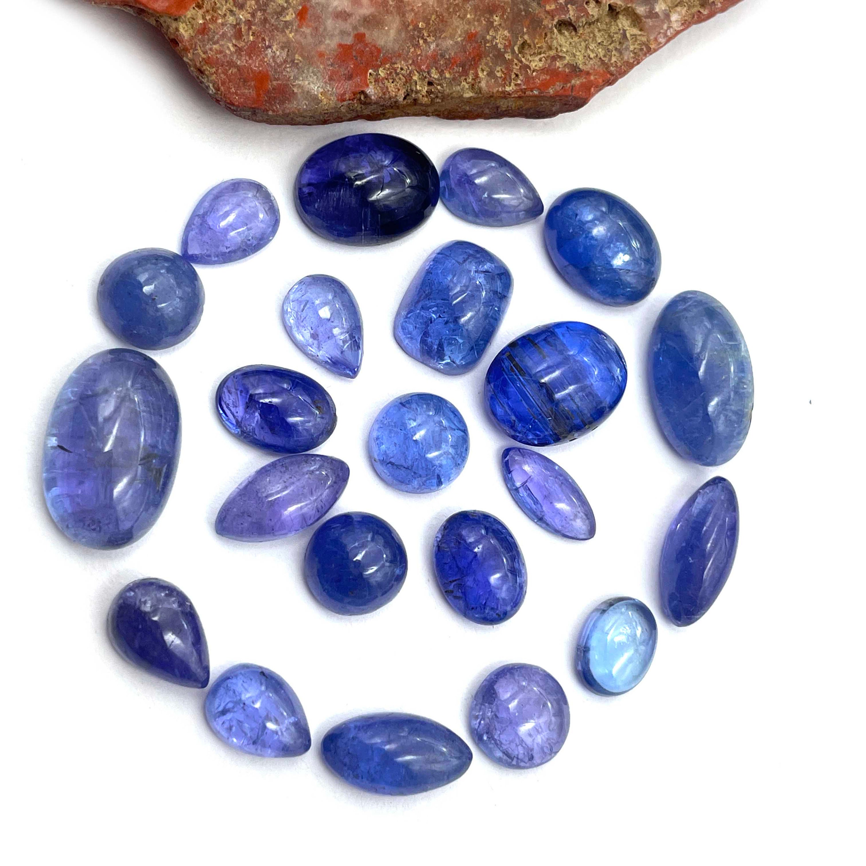 Tanzanite Mix Cabochon Gemma Sfusa 18-20 Pezzi 6x8-8 x 15 mm 50 CT Tanzanite Blu Gemma Per Gioielli Artigianali, Tanzanite Naturale Cabochon