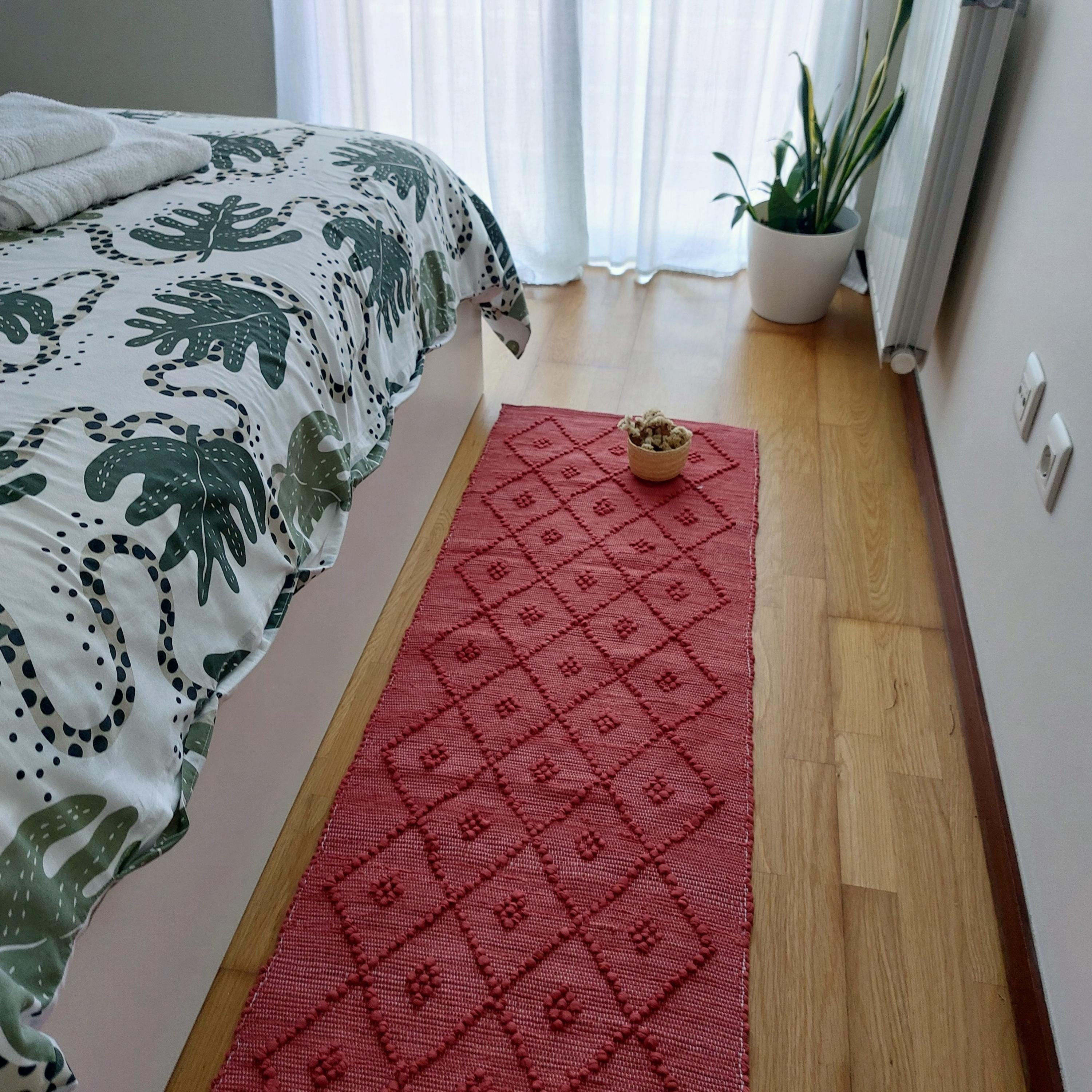 Tappeto Runner Terracotta 200 cm/Tappeto da Cucina/Tappeto Runner/Tappeto Lavabile/Tappeto Geometrico/Tappeto Runner in Cotone/Tappeto Boho/Tappeto Ru