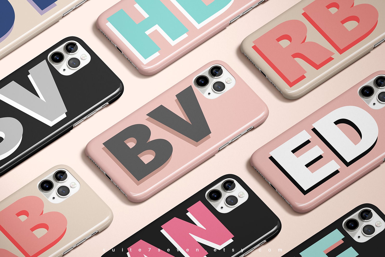 Custodia monogramma per iPhone, custodia per iPhone 12, personalizzata, iniziali grandi, custodia per iPhone 15, custodia per iPhone 14, iPhone 13, cu