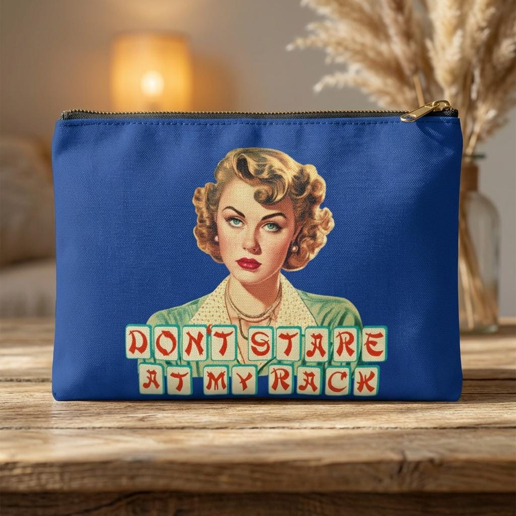 "Piccola custodia per accessori Mahjong, divertente borsa \"Non fissare le mie tessere\", carina borsa blu navy per giocatori di Mah Jongg, regalo di com"