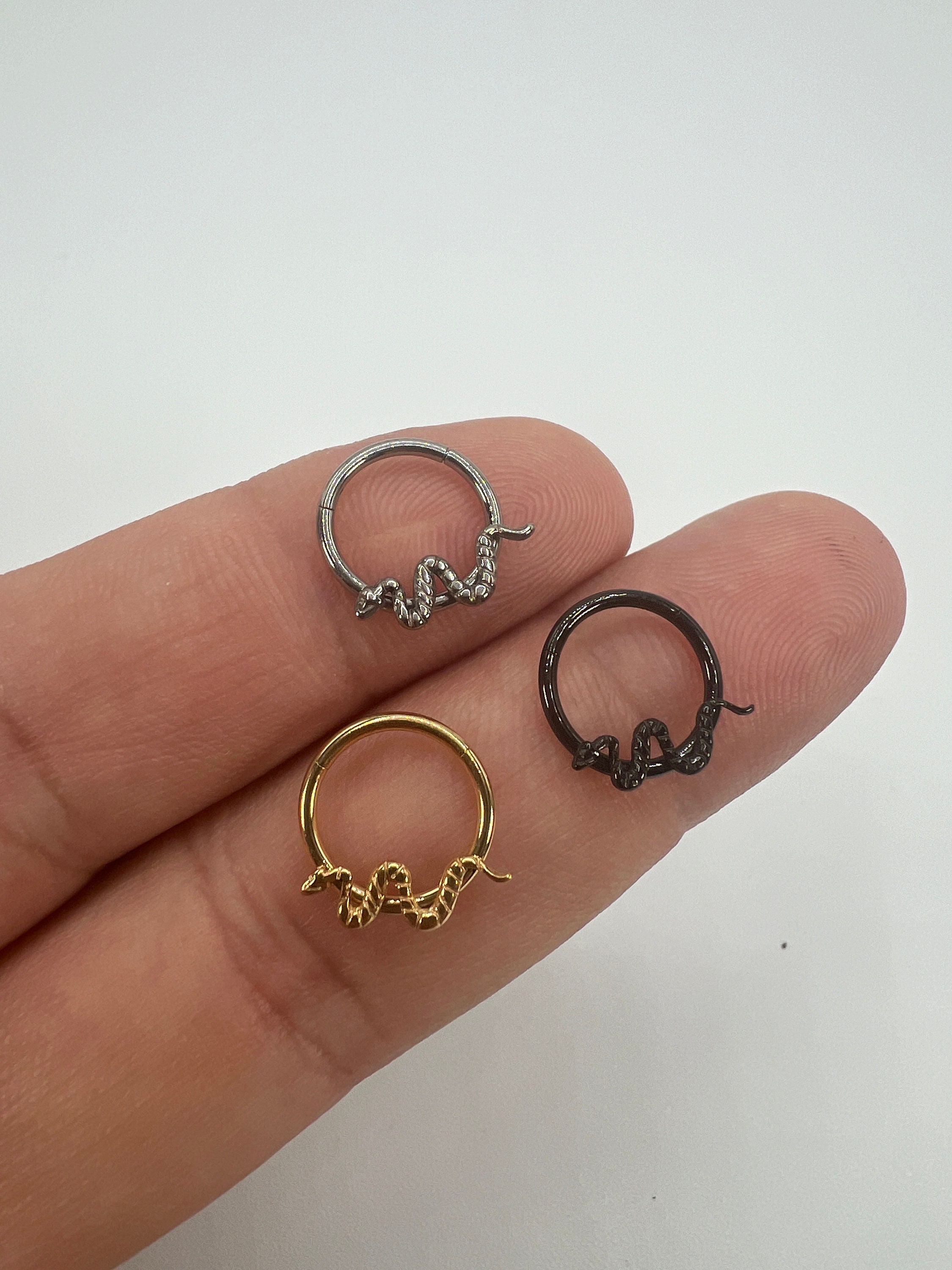 16G Snake Clicker Orecchino ad anello Setto Anello Naso Cartilagine Helix Daith Piercing Senza soluzione di continuità Segmento incernierato Impianto