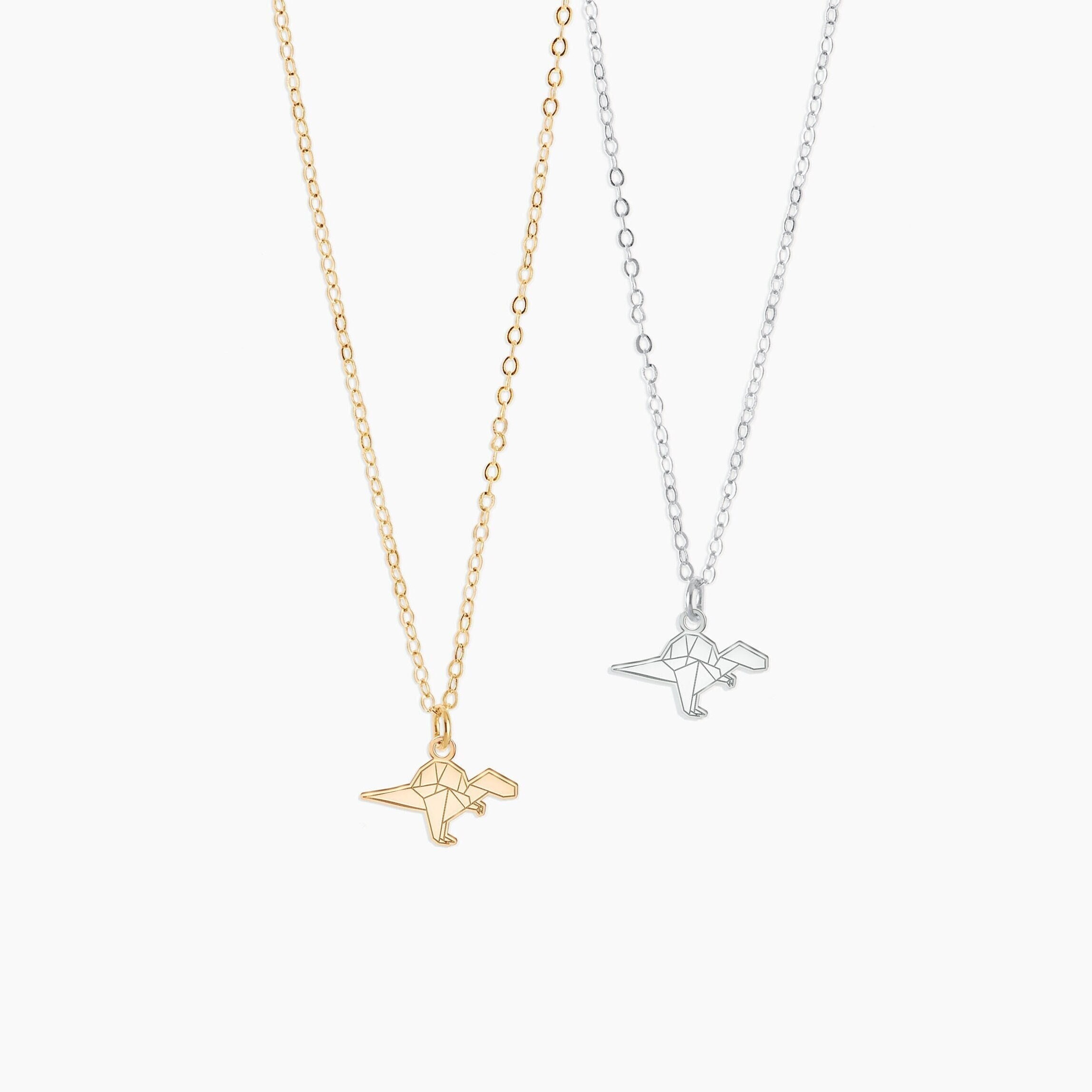 Collana con dinosauro Spinosaurus Mini ciondolo con ciondolo a forma di dinosauro Regalo per lei Gioielli stravaganti Gioielli con dinosauro origami C
