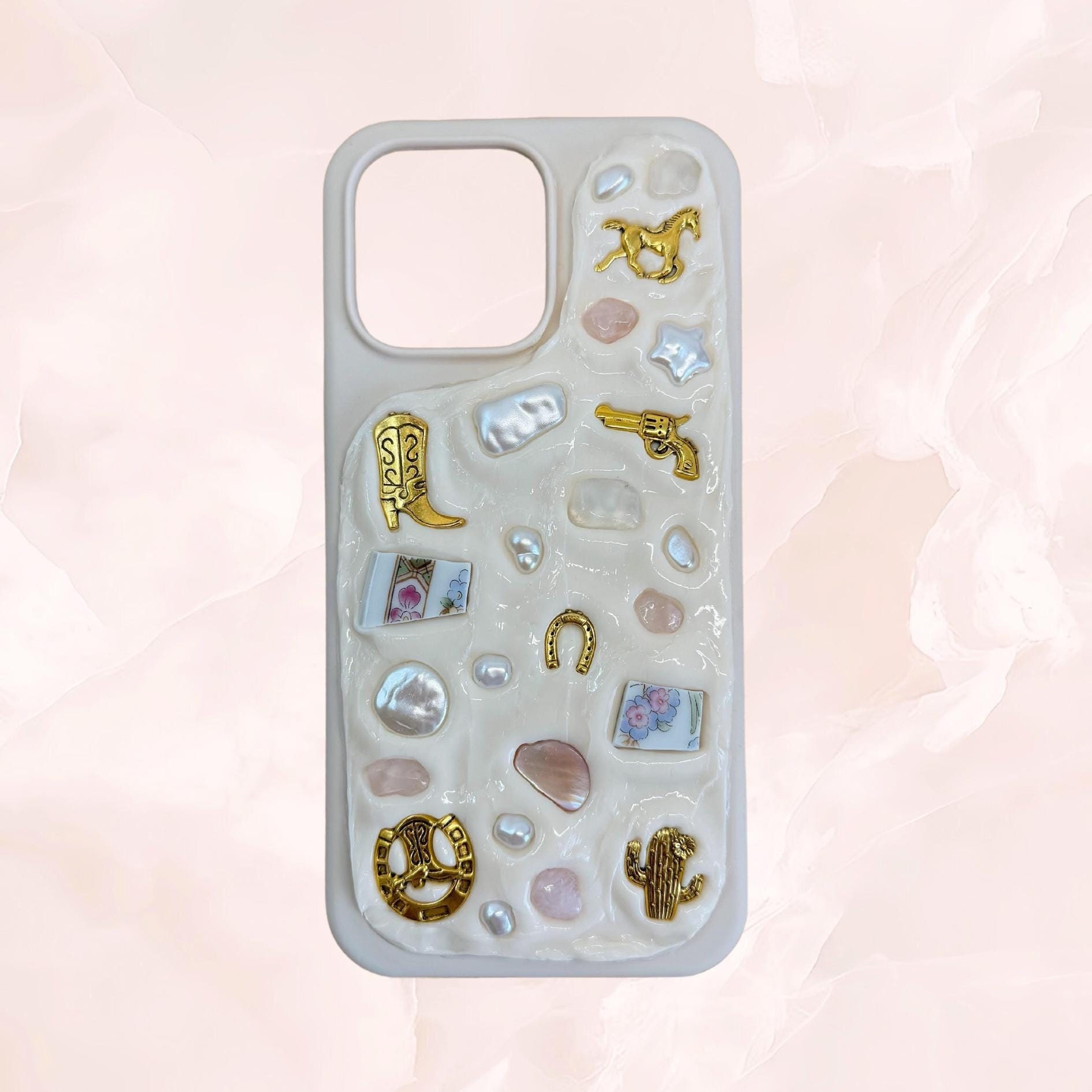 Custodia per telefono ispirata a Mosaic Memor, custodia per telefono Cowgirl's Dream, custodia per telefono Charms, Decoden, custodia per telefono Mem