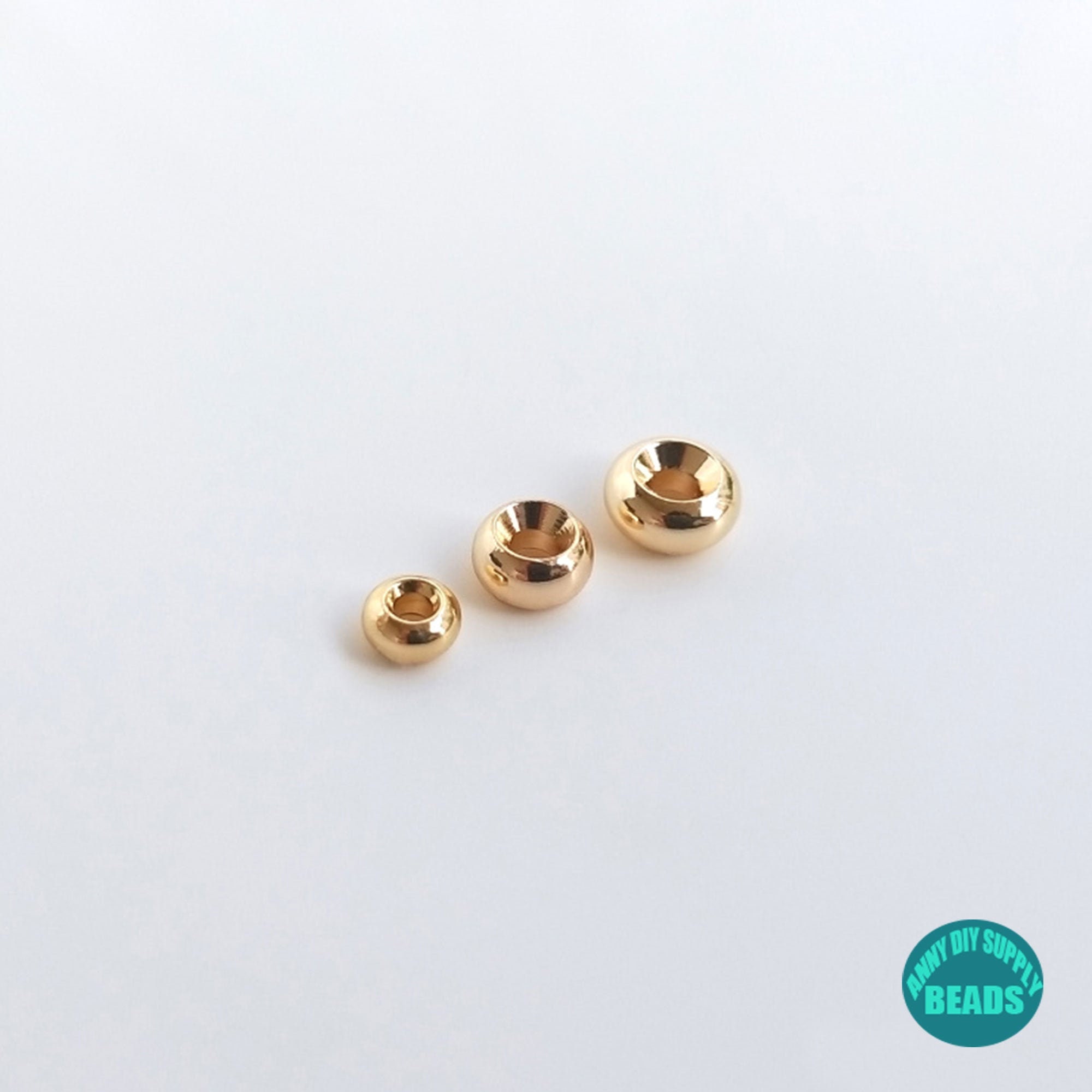Perline rondelle placcate oro 14K da 4/5/6 mm, 10/50/100 pezzi, perline a ciambella placcate oro, perline distanziatrici placcate oro