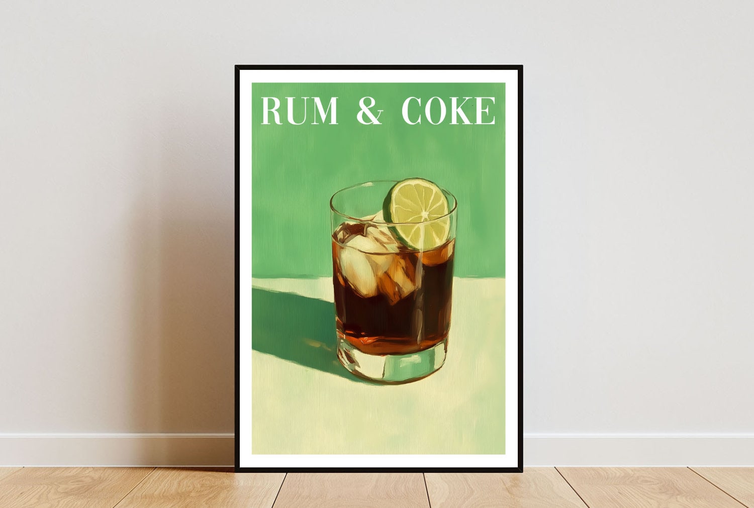 Poster Rum e Coca-Cola, Stampa da Cucina, Arte Murale con Alcol, Stampa da Cocktail, Stampa da Cocktail Rum e Coca-Cola, Poster da Cucina, Poster da C