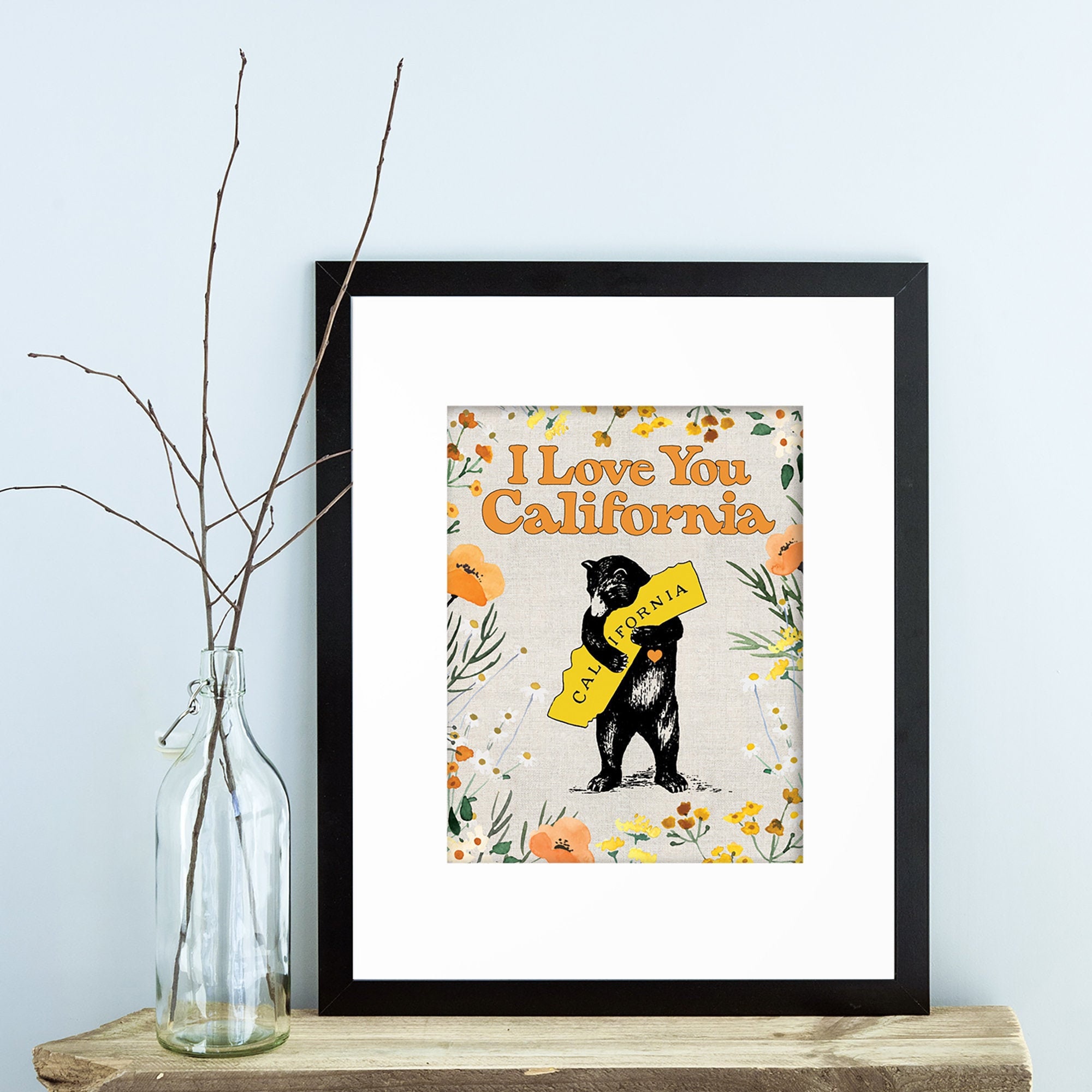 CALIFORNIA WALL ART - Bear Wall Art, I Love You California Art, California Art, California Wall Decor, California Bear, Love California Art