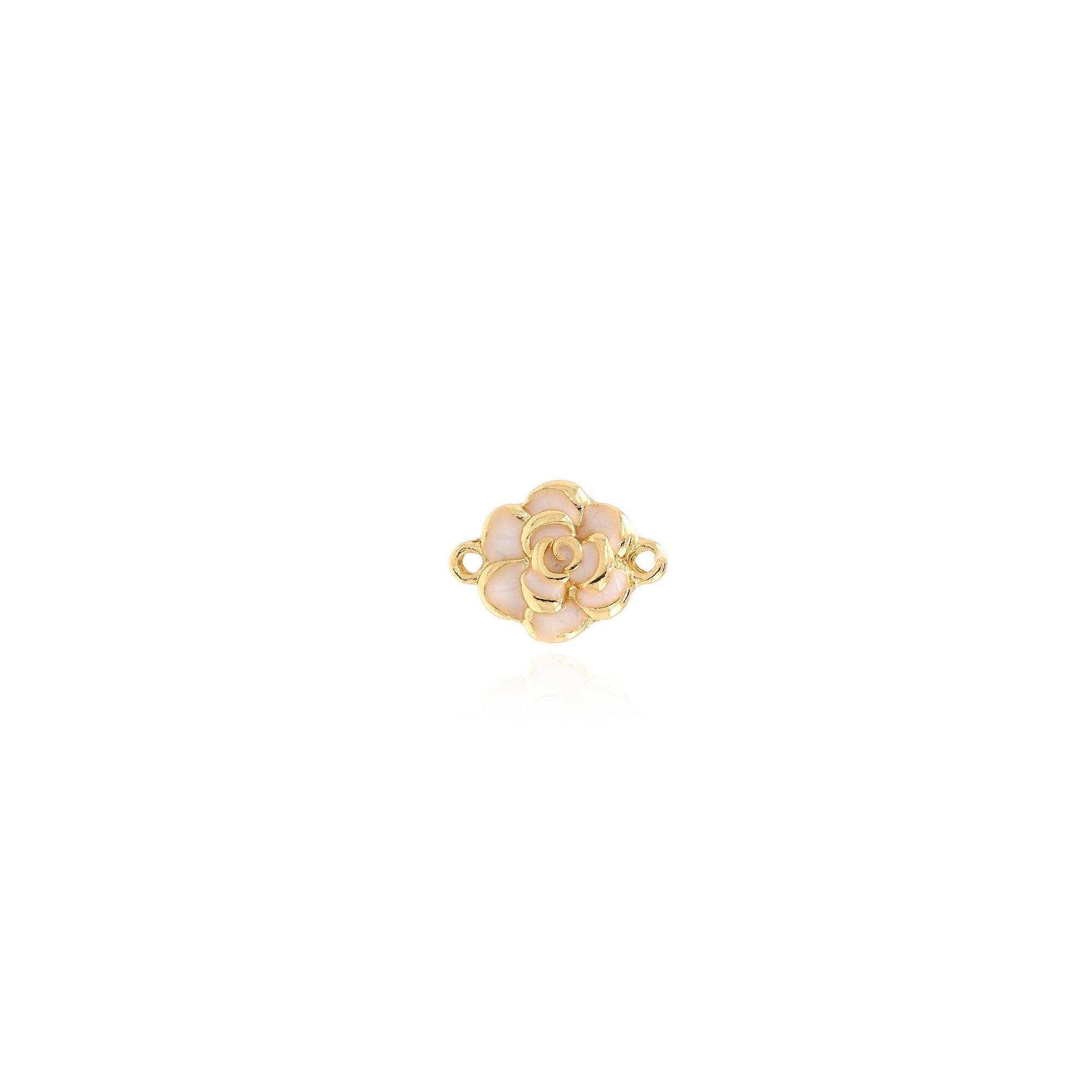 Ciondolo connettore, connettore a forma di fiore, ciondolo a forma di fiore riempito in oro 18 carati, connettore per piante, maglie floreali per la c