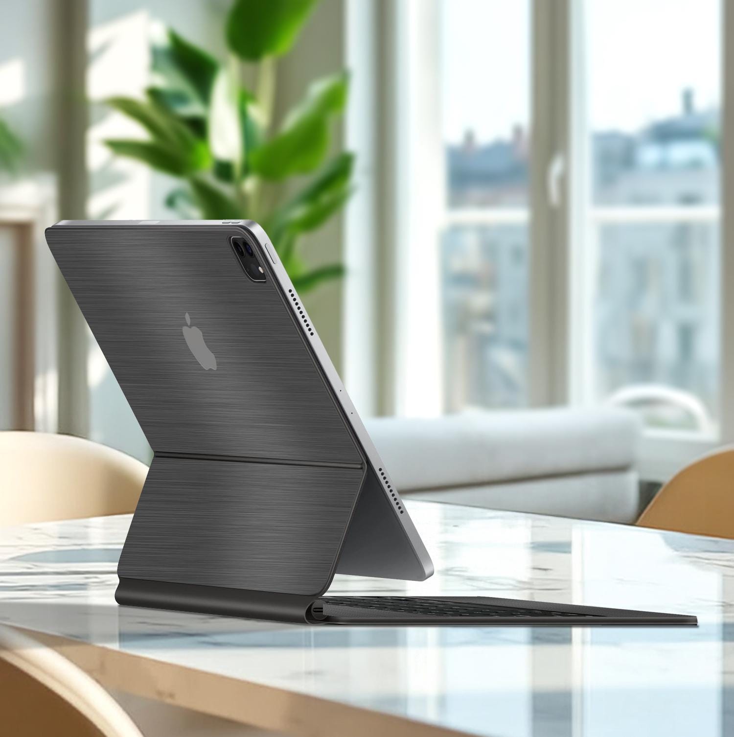 Pelle solida per tastiera magica, design grigio spazzolato, adesivo per tastiera magica, regalo personalizzato, Smart Folio, pelle in vinile per tasti