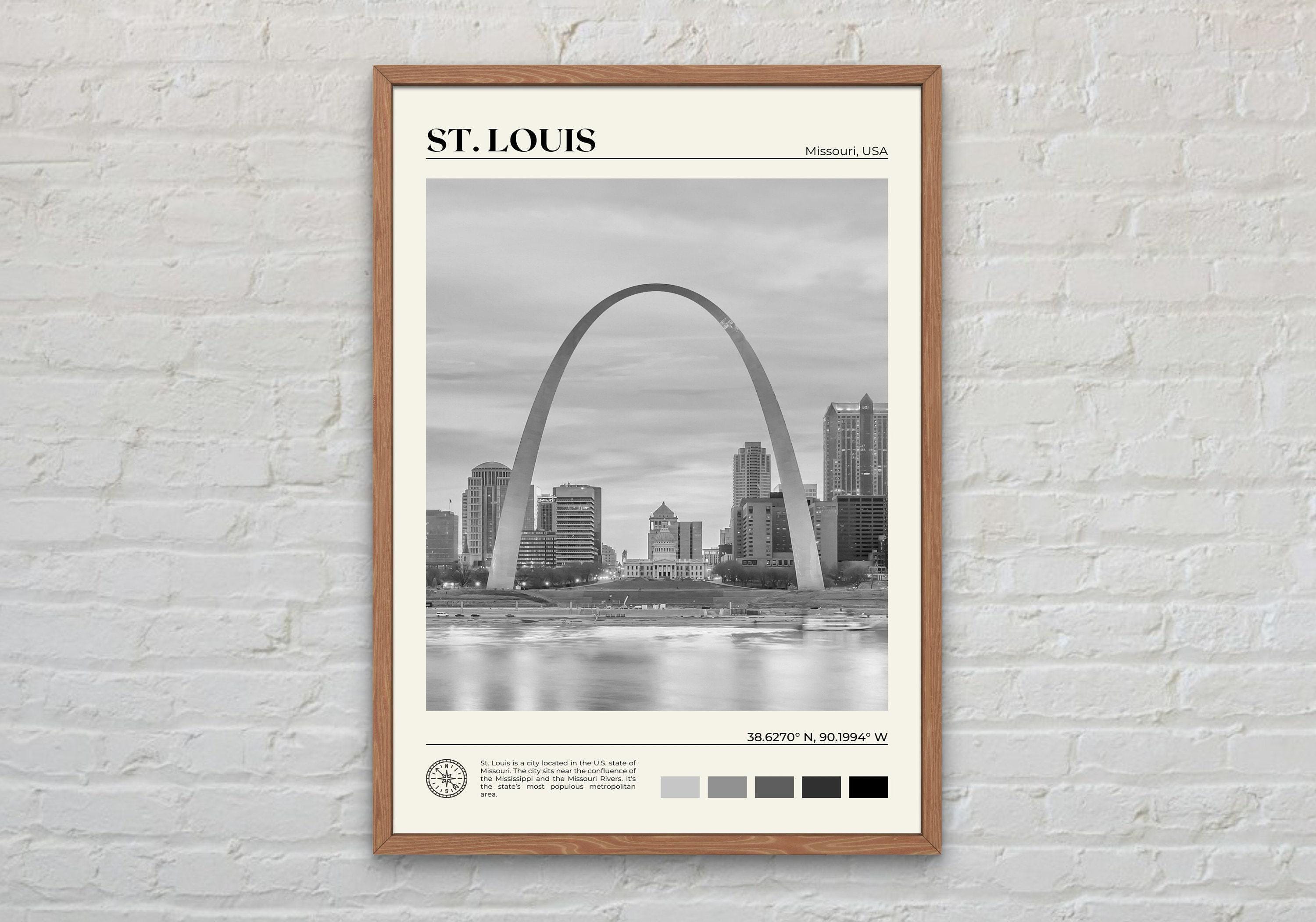 Bianco e nero, stampa di St. Louis, arte murale di St. Louis, poster di St. Louis, foto di St. Louis, stampa poster di St. Louis, decorazione murale d