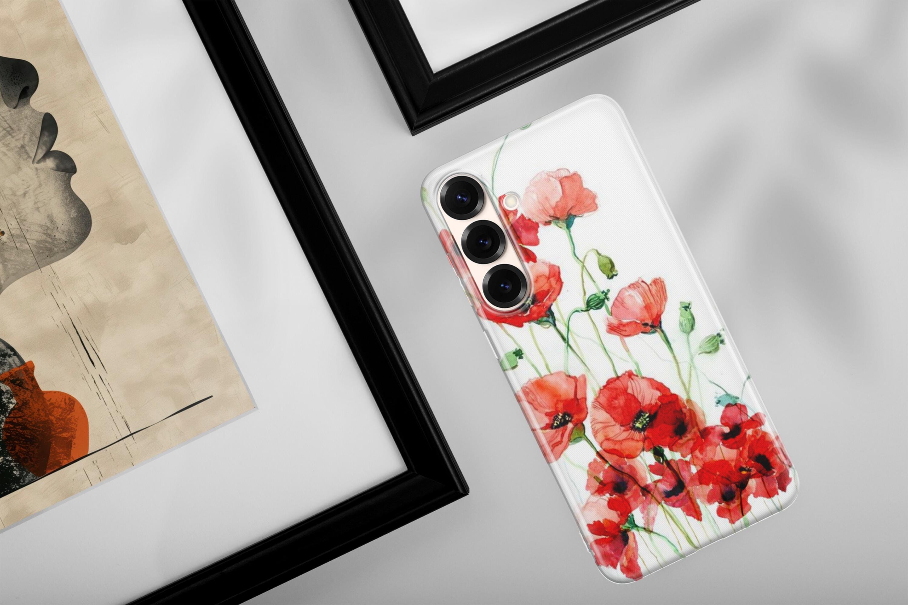 Custodia per telefono con motivo floreale papavero per Samsung Galaxy S26 S26 Ultra S25 FE S25 Ultra S25 Edge S24 Ultra S24 FE S23 FE S23 S22 S21 A15