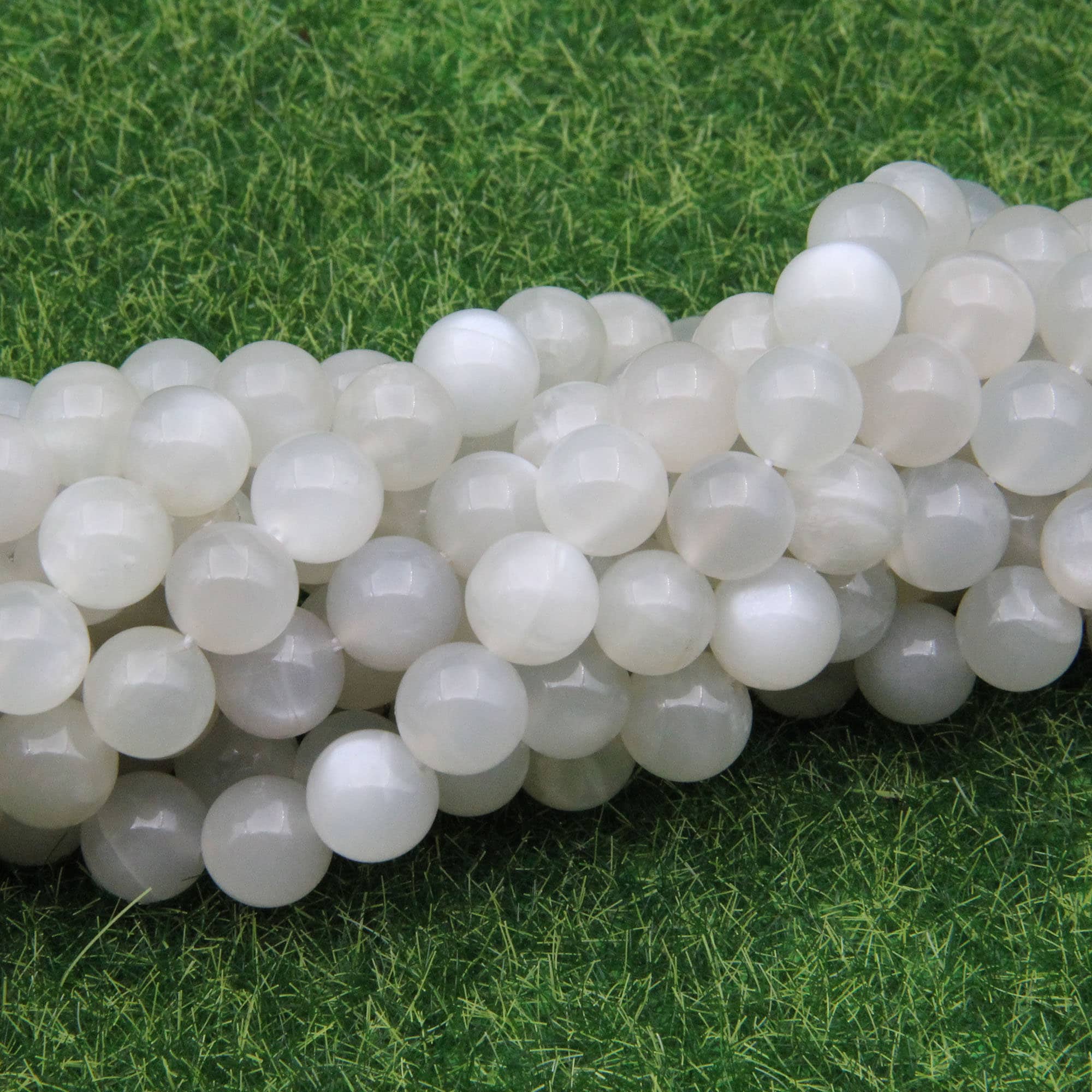 Perle rotonde di pietra di luna naturale. Perle rotonde da 6 mm, 8 mm e 10 mm, perle di cristallo a filo sciolto, perle di quarzo, perle di pietre pre