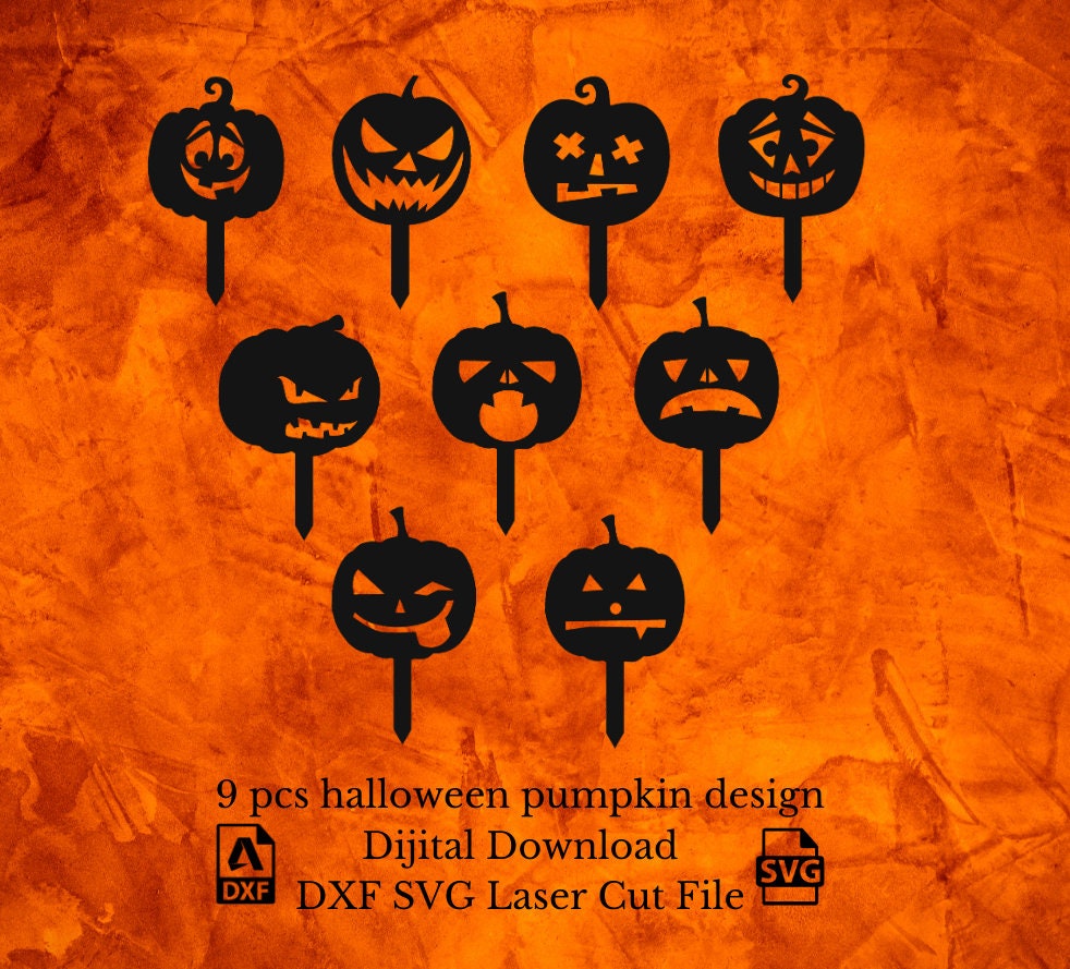Halloween Yard Stakes file dxf e svg / file dxf per laser metallo / dxf per cnc halloween / file di taglio laser di halloween yard / zucca svg dxf
