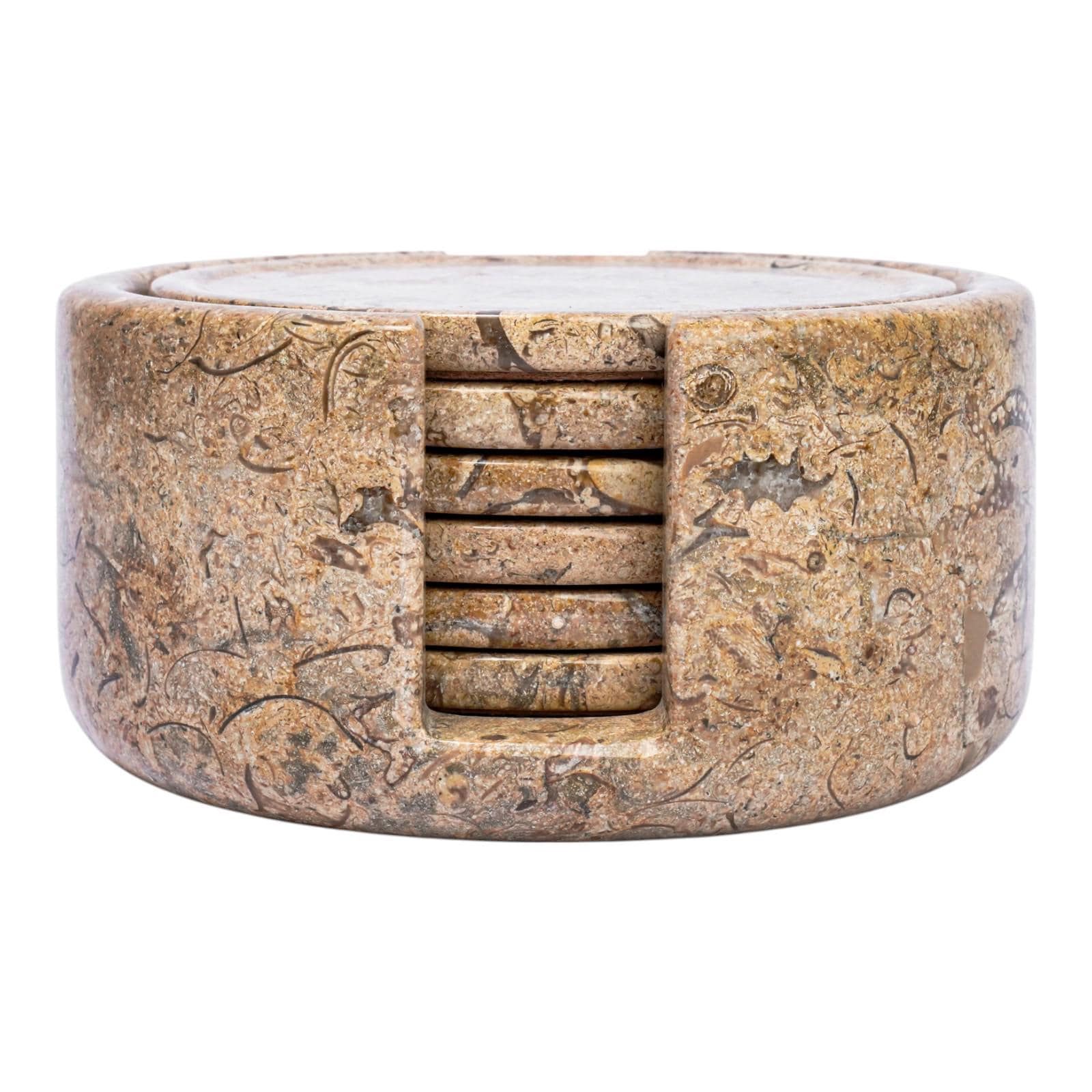 "Set di sottobicchieri in marmo corallo fatti a mano, 4\" - Eleganti sottobicchieri in pietra naturale con supporto, decorazioni di lusso per la casa e"