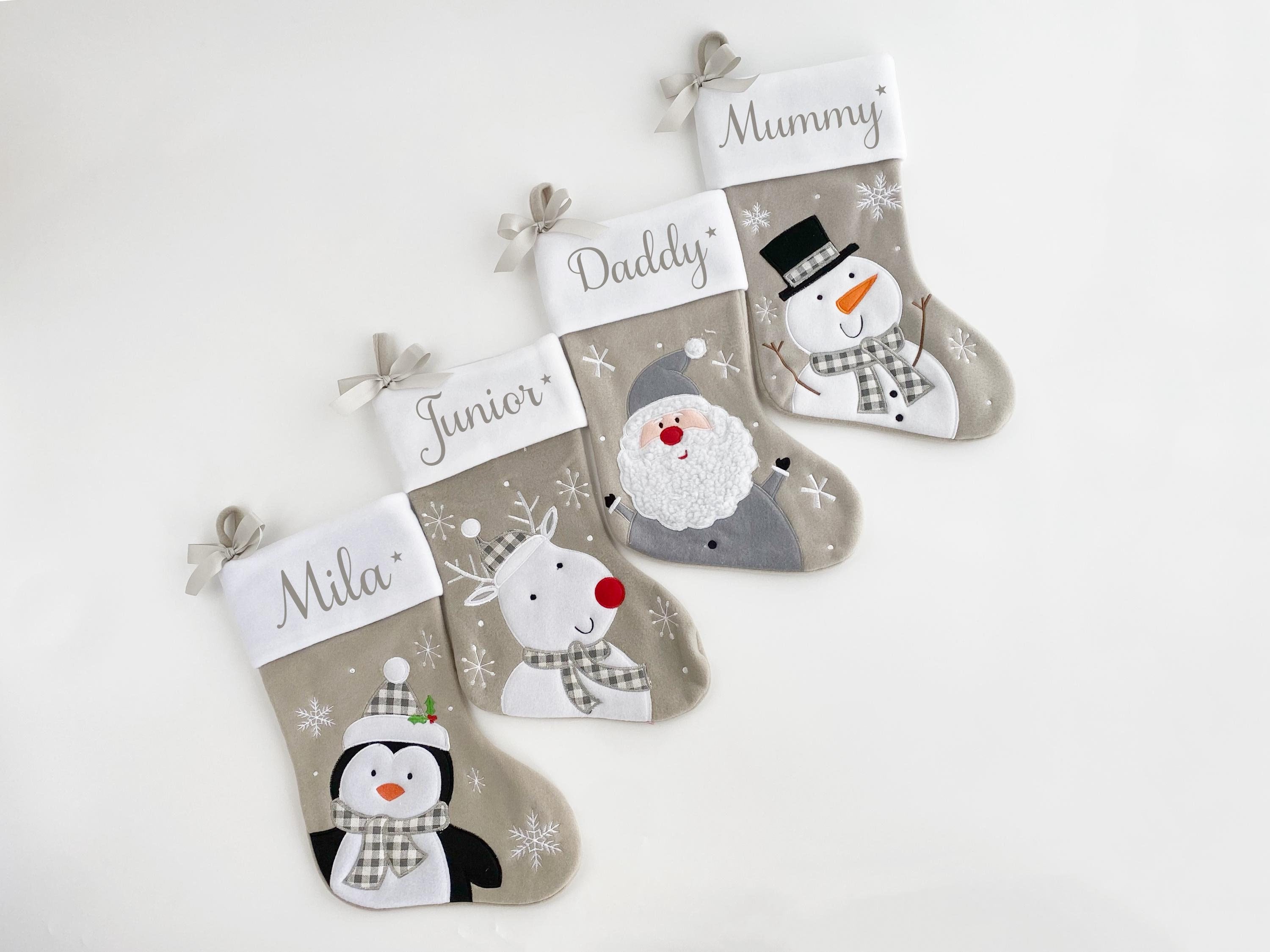 Calza di Natale grigia Calza di Natale Calza di Natale per bambini Calza per bambini Calza per neonati Calza di Natale per famiglie
