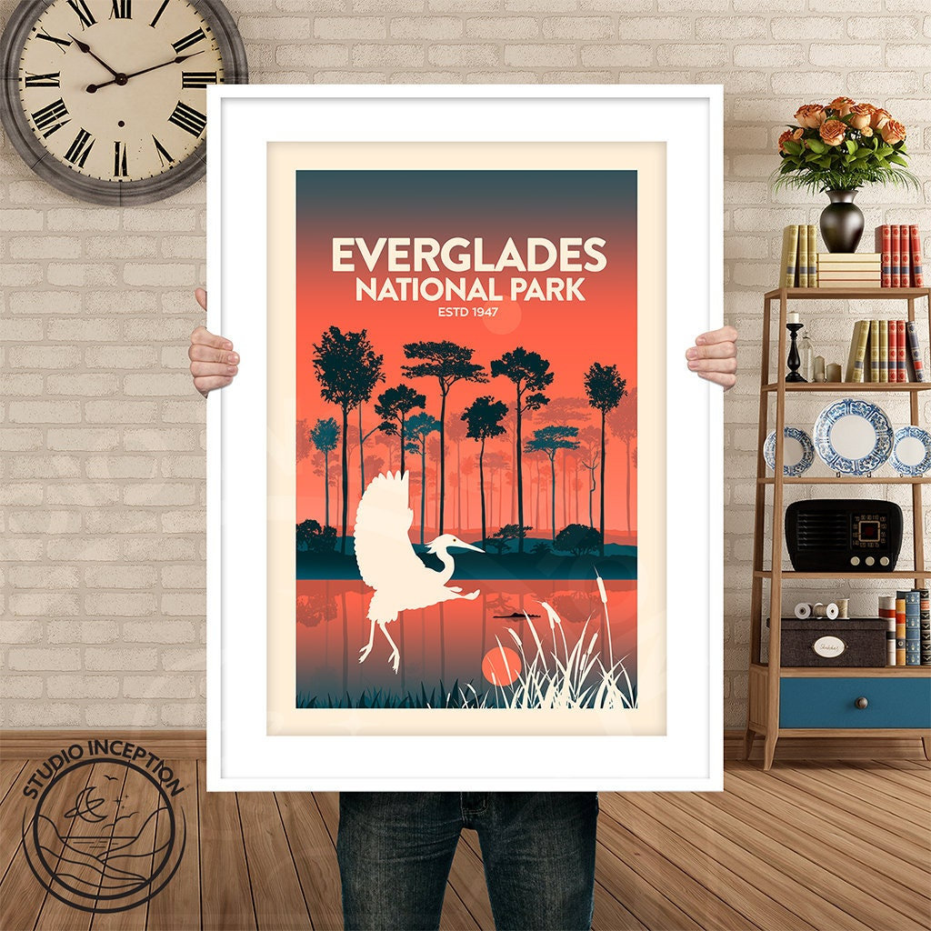 Poster di viaggio del Parco nazionale delle Everglades di Studio Inception / Stampa del parco nazionale / Stampa delle Everglades della Florida