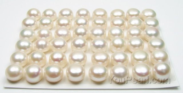 Perle a bottone AA+ da 10-11 mm, di buona qualità, perle d'acqua dolce bianche, perle naturali sfuse, perle con foro a metà all'ingrosso, FLB1011-W