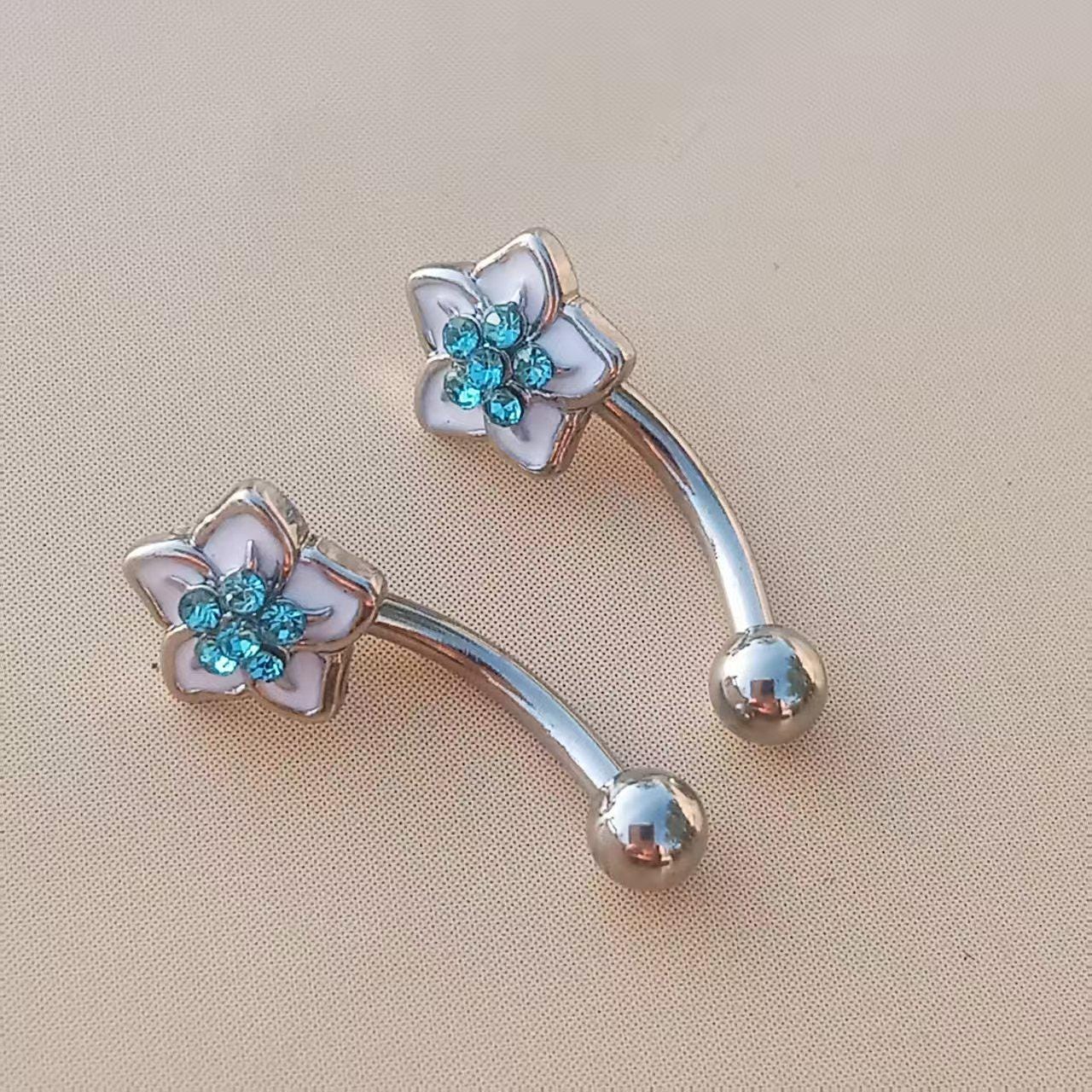 Sopracciglio a fiore da 16 g, anello per sopracciglia, bilanciere a forma di torre, gioielli per piercing, orecchini a forma di torre, gioielli con bi