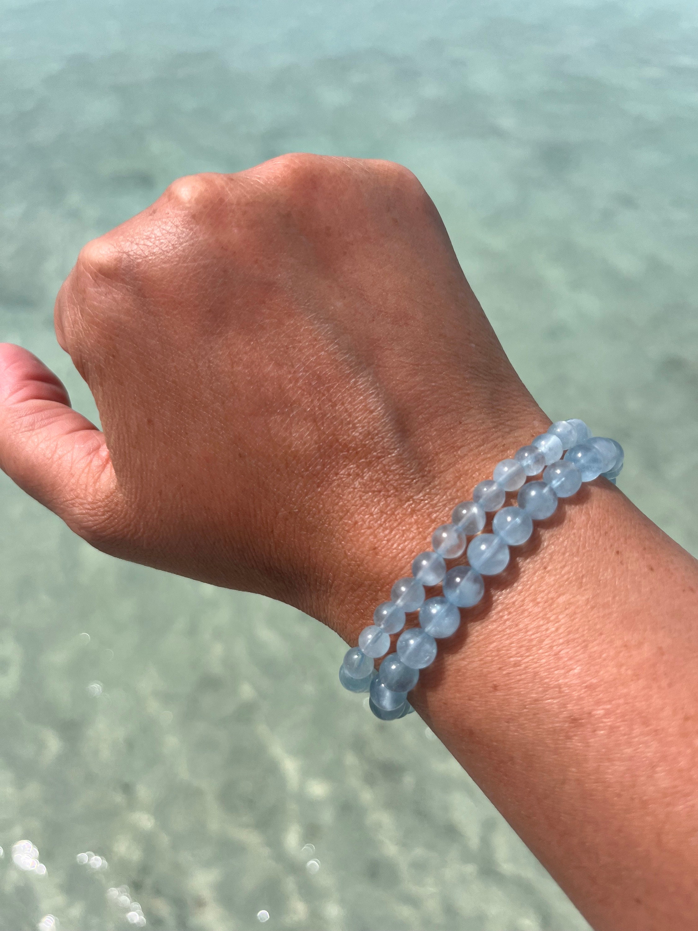 Bracciale in acquamarina di altissima qualità, perle da 9,5 mm, 8,5 mm, 7 mm, 6,5 mm, 6 mm, 5,5 mm o 5 mm